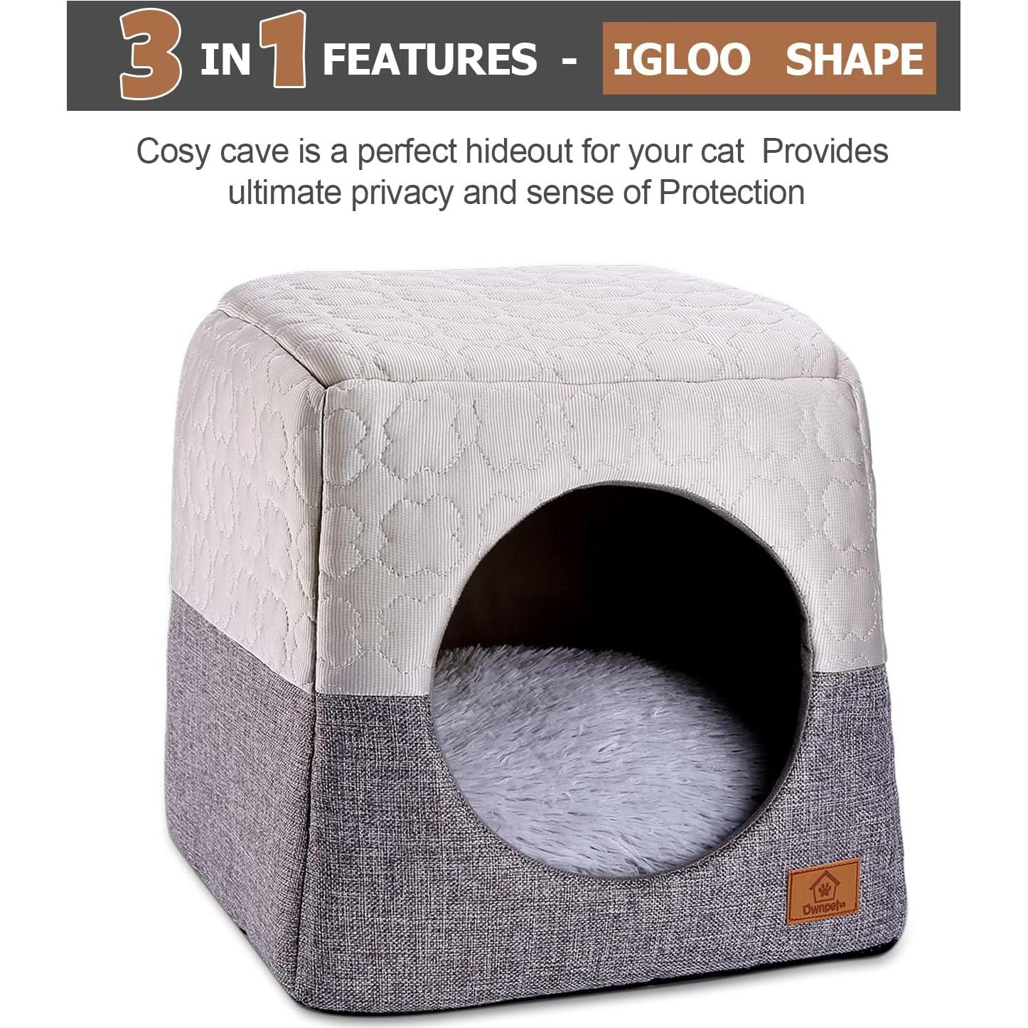 Cama para Gatos Ownpets 3 en 1 Plegable Suave Gris