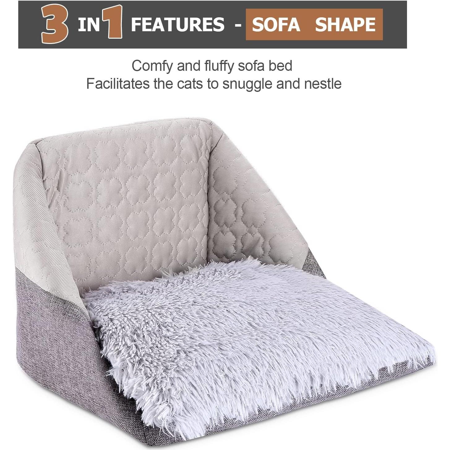 Cama para Gatos Ownpets 3 en 1 Plegable Suave Gris