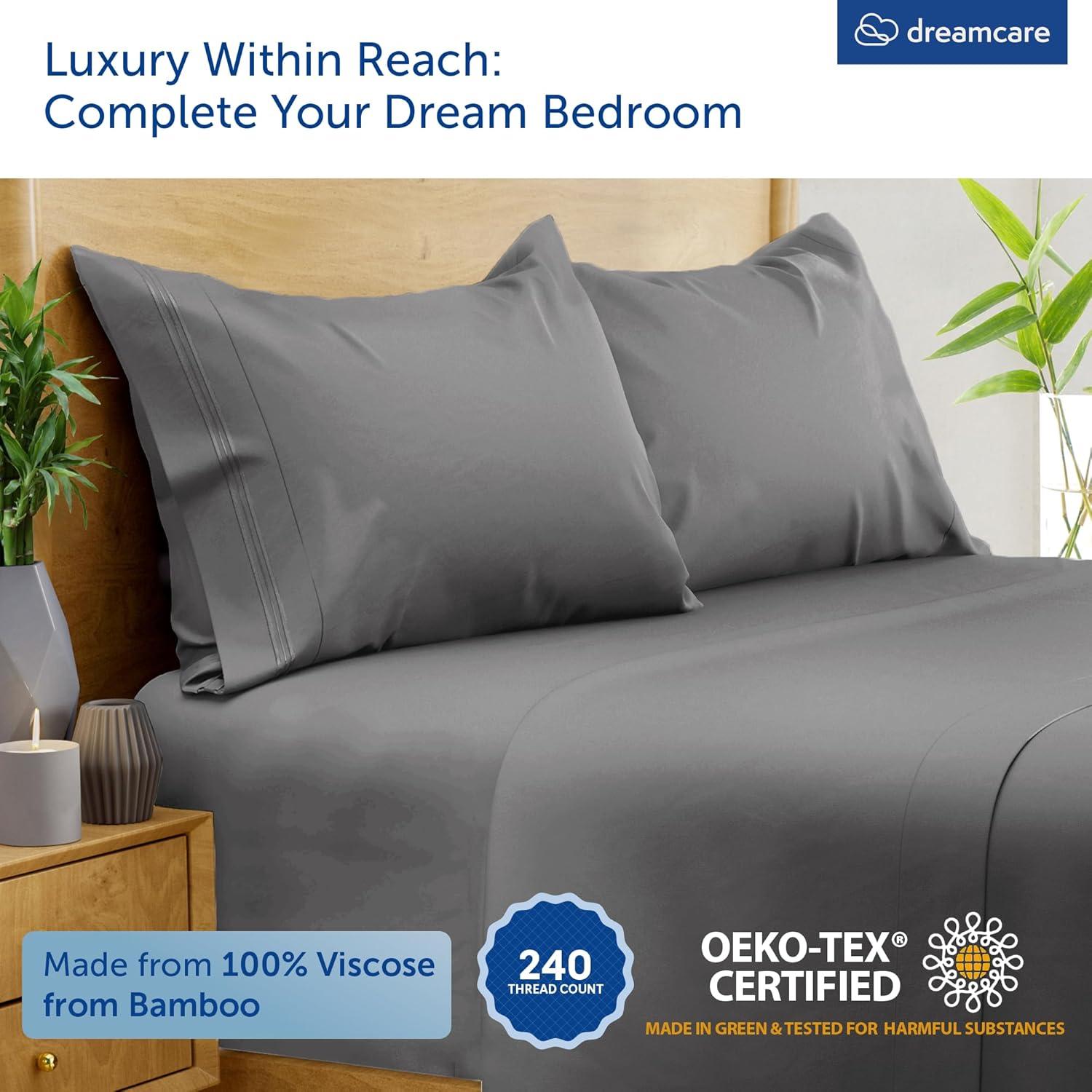 Juego de Sábanas Queen DREAMCARE 100% Viscosa de Bambú 4 Piezas