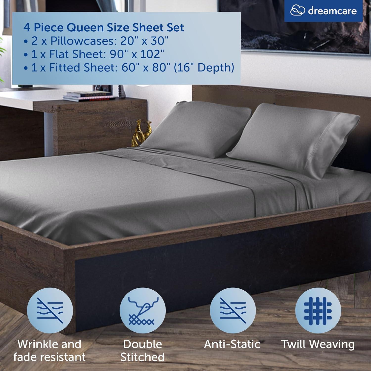 Juego de Sábanas Queen DREAMCARE 100% Viscosa de Bambú 4 Piezas