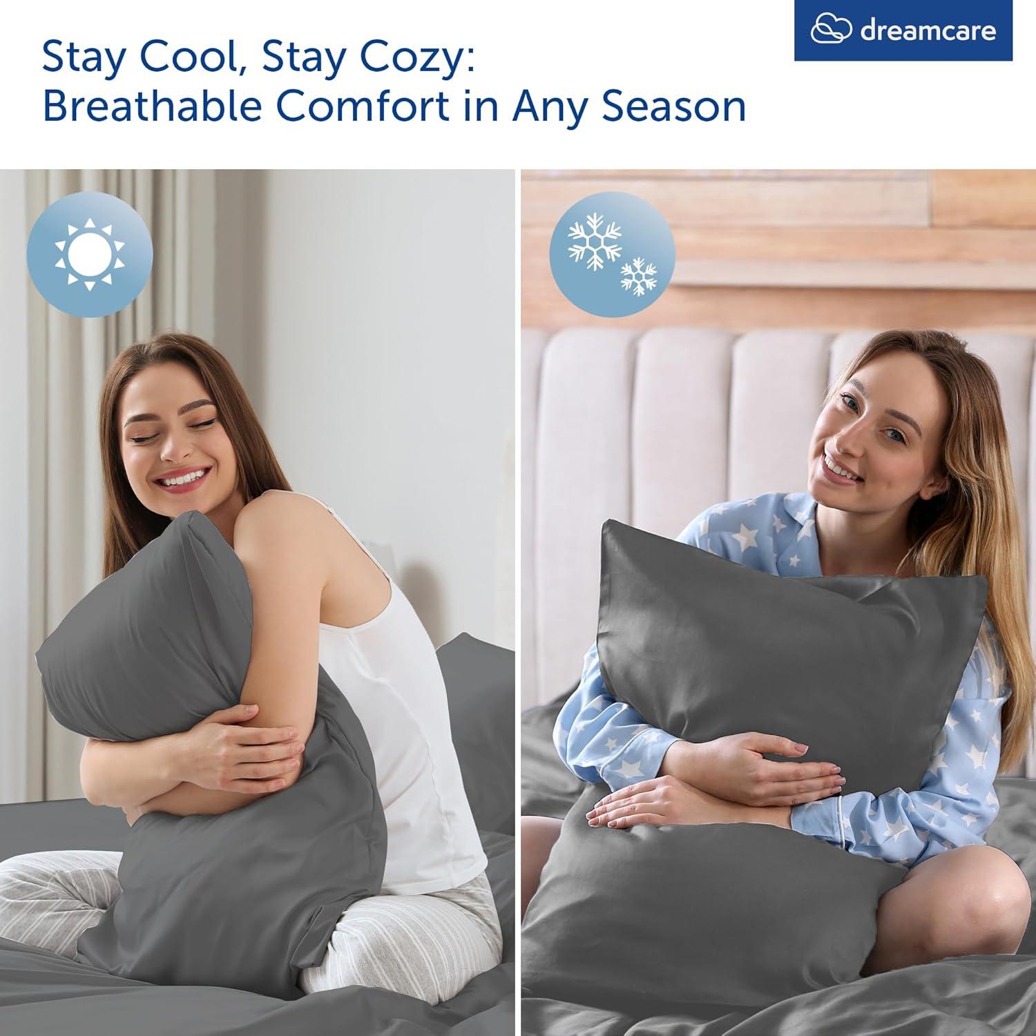 Juego de Sábanas Queen DREAMCARE 100% Viscosa de Bambú 4 Piezas