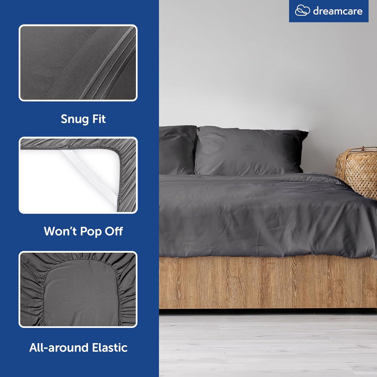 Juego de Sábanas Queen DREAMCARE 100% Viscosa de Bambú 4 Piezas