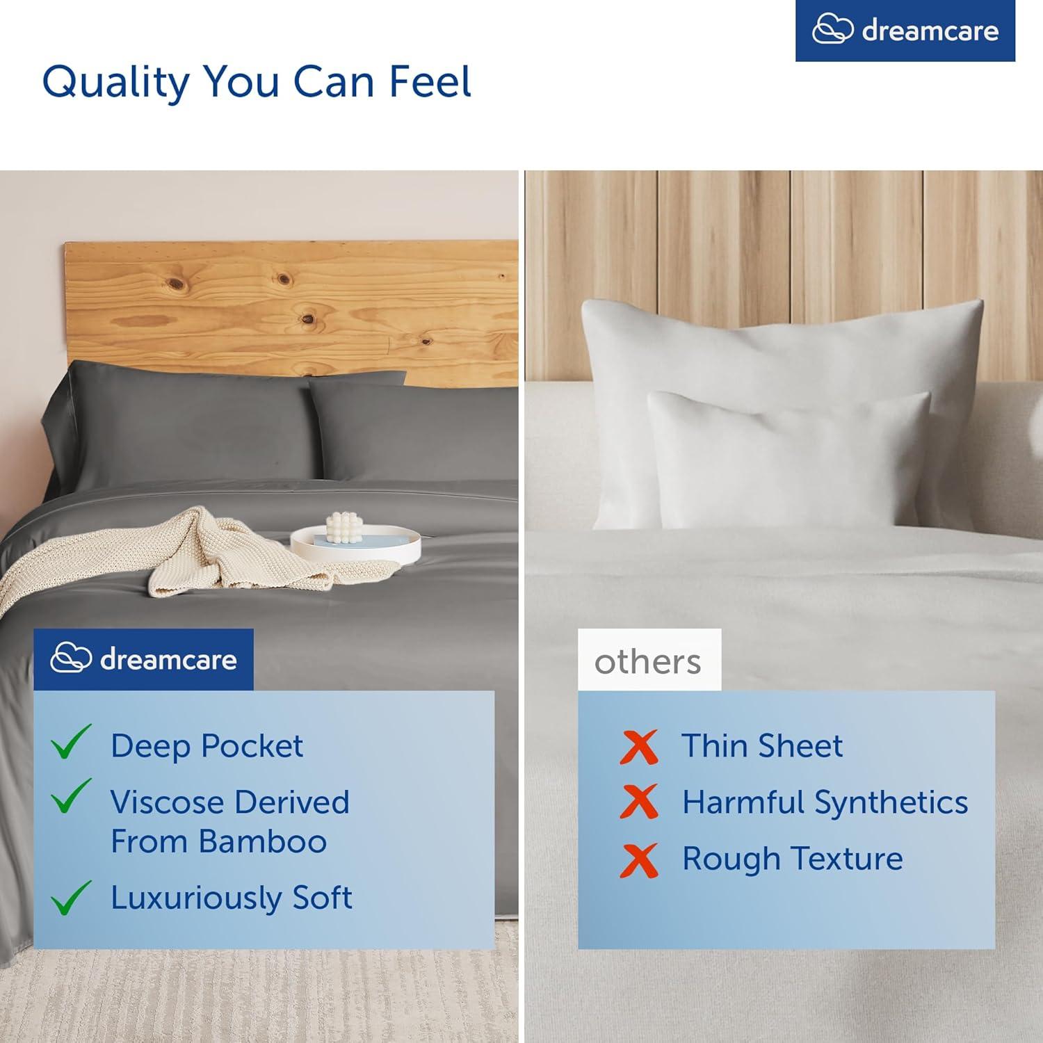 Juego de Sábanas Queen DREAMCARE 100% Viscosa de Bambú 4 Piezas
