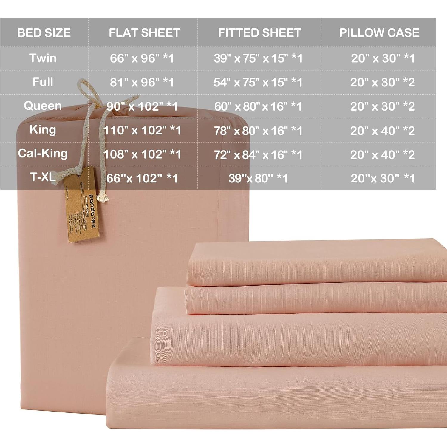 Juego de Sábanas Queen PANDATEX Lino Rosa Polvoriento 4 Piezas