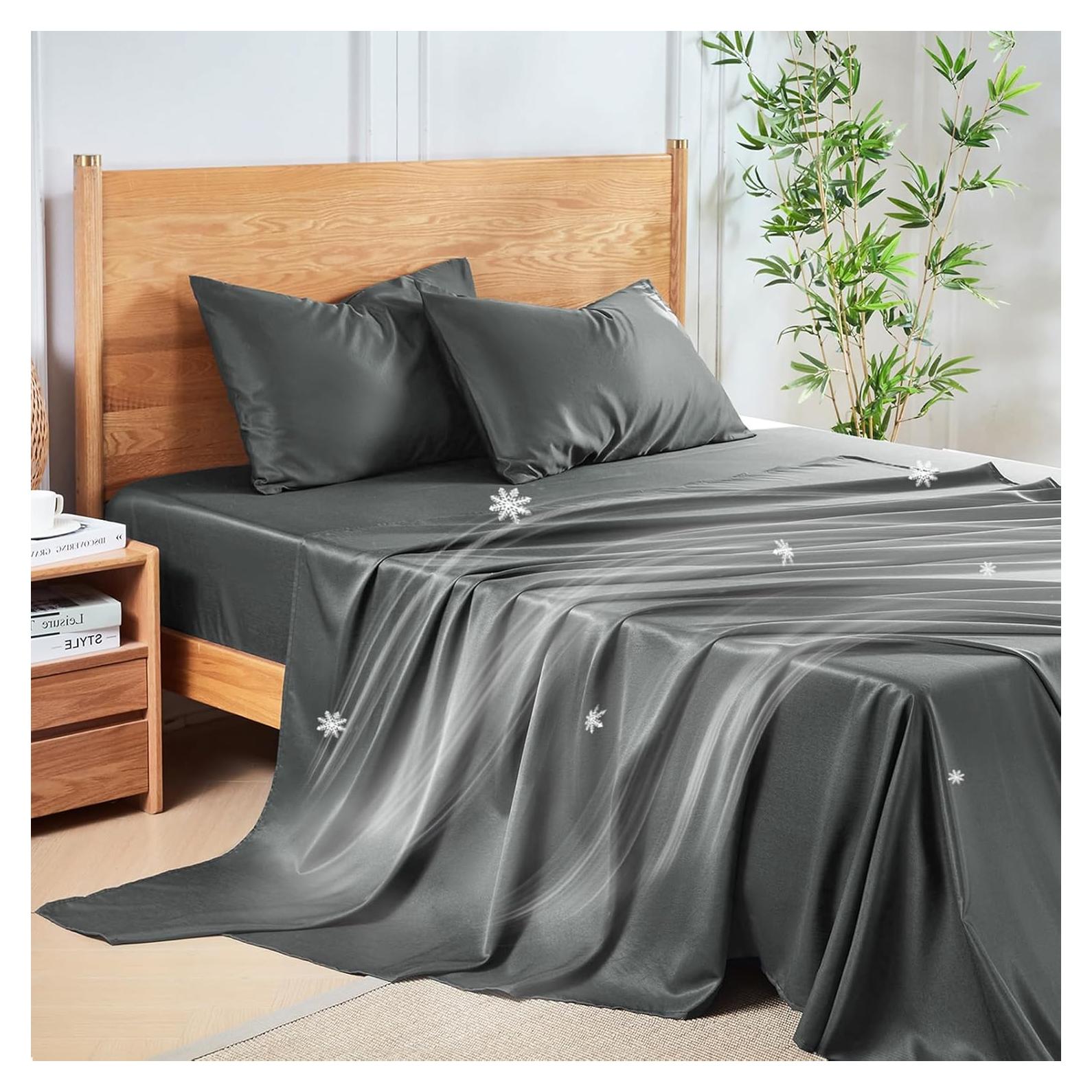 Juego de Sábanas MR&HM Queen 4 Piezas Refrigerantes Gris