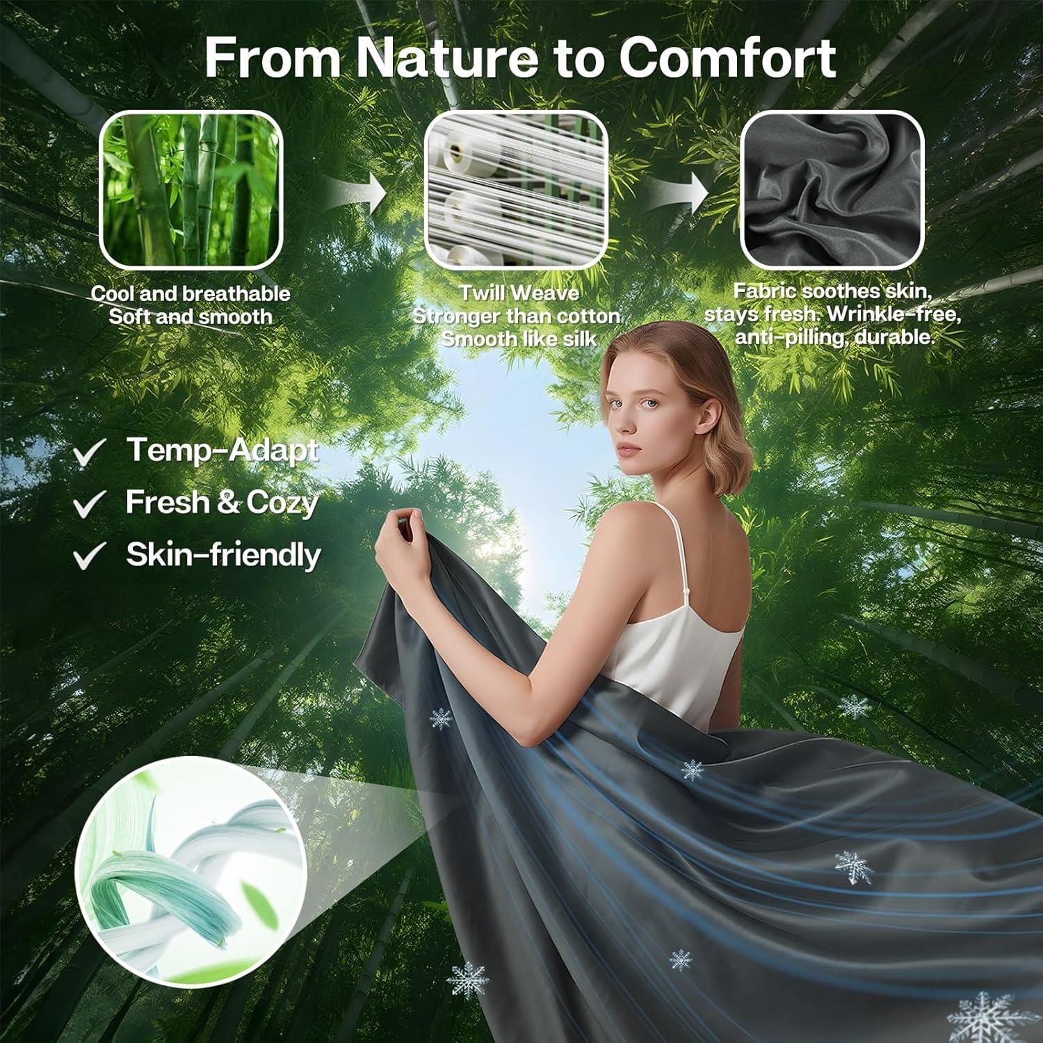 Juego de Sábanas MR&HM Queen 4 Piezas Refrigerantes Gris