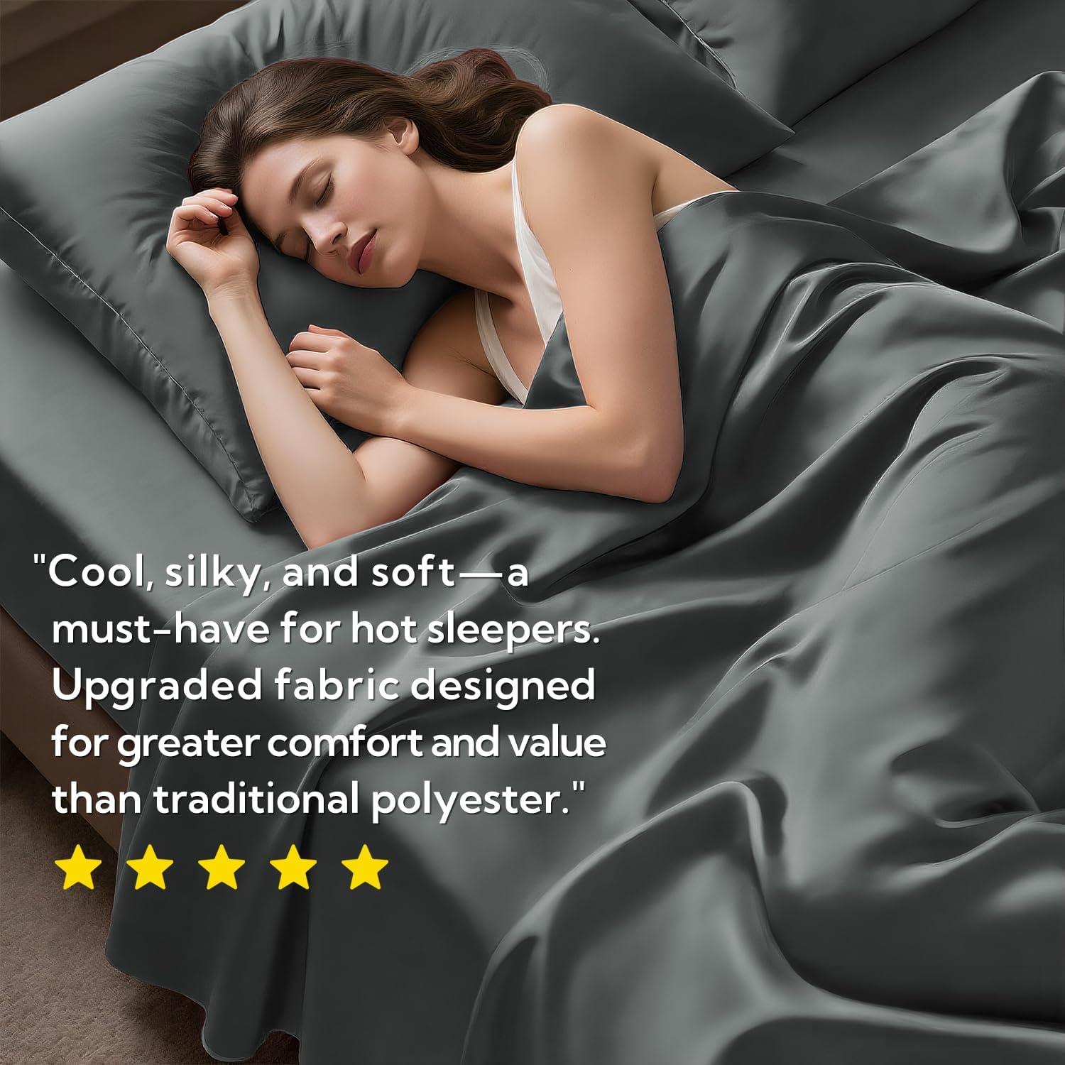 Juego de Sábanas MR&HM Queen 4 Piezas Refrigerantes Gris