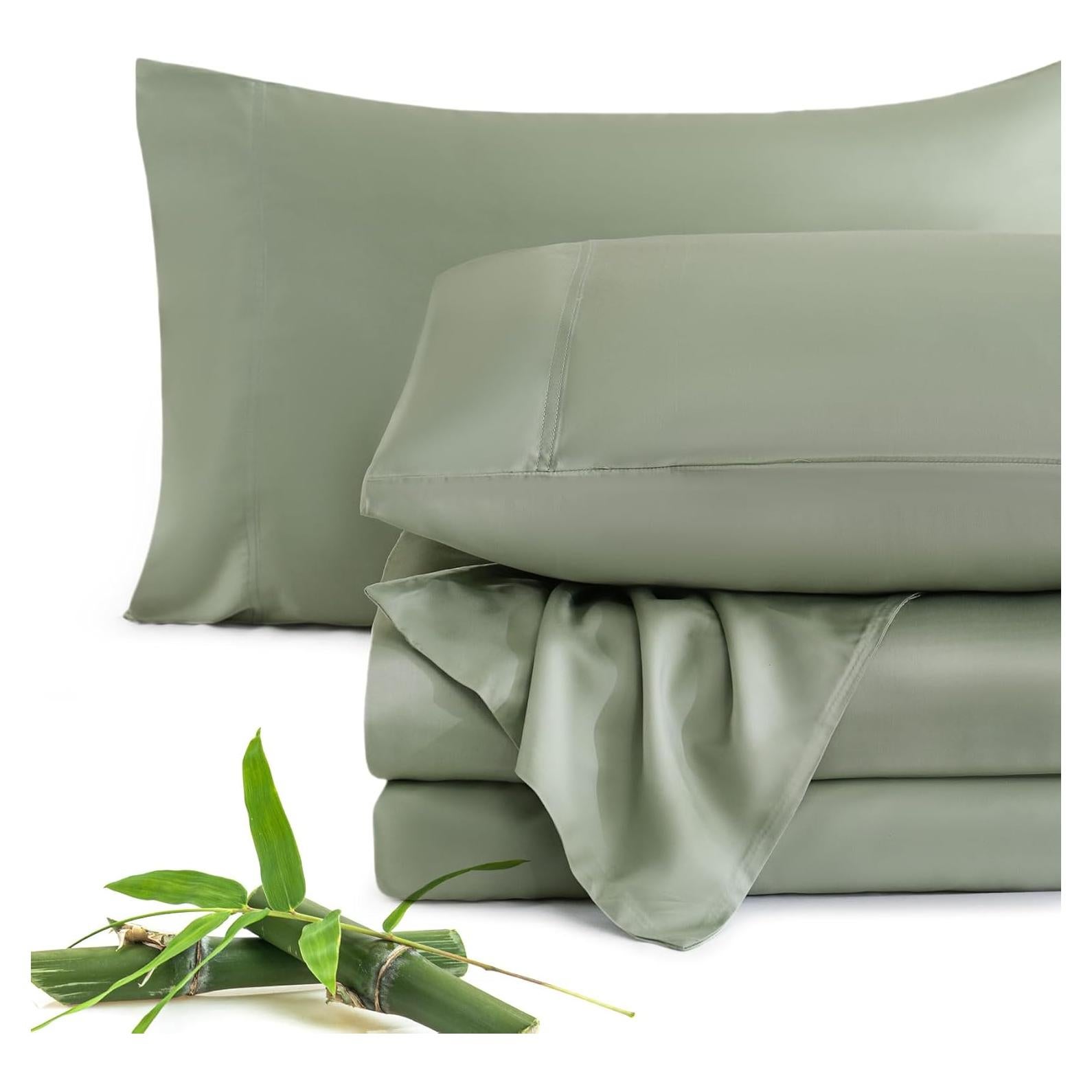 Juego de Sábanas JSD Reina Verde Salvia 100% Viscosa Bambú