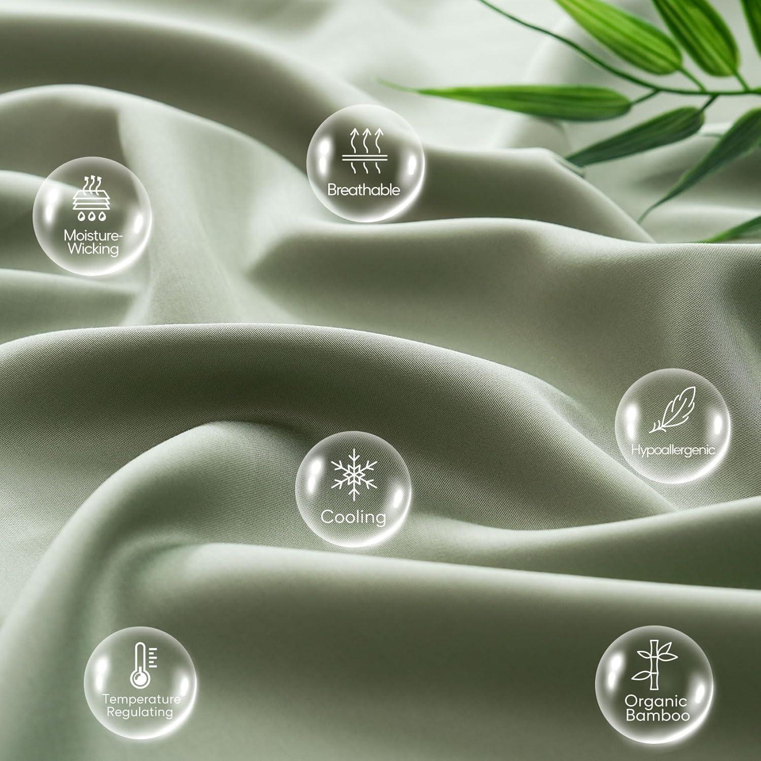 Juego de Sábanas JSD Reina Verde Salvia 100% Viscosa Bambú
