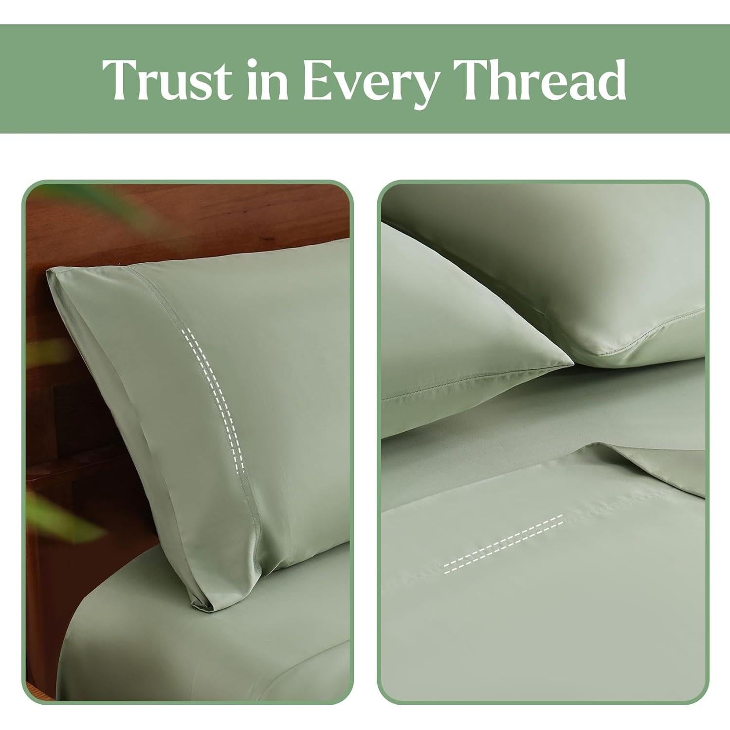 Juego de Sábanas JSD Reina Verde Salvia 100% Viscosa Bambú