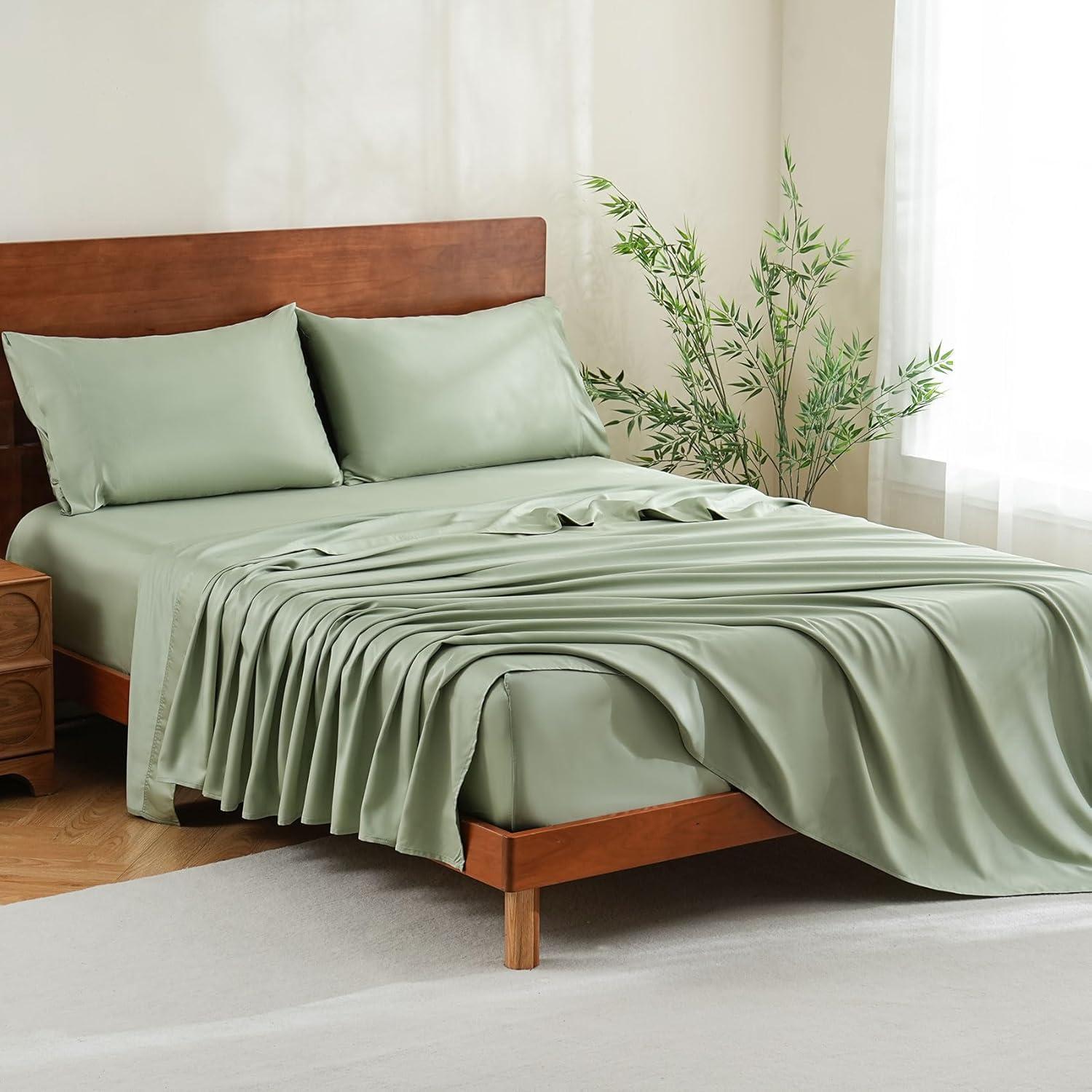 Juego de Sábanas JSD Reina Verde Salvia 100% Viscosa Bambú