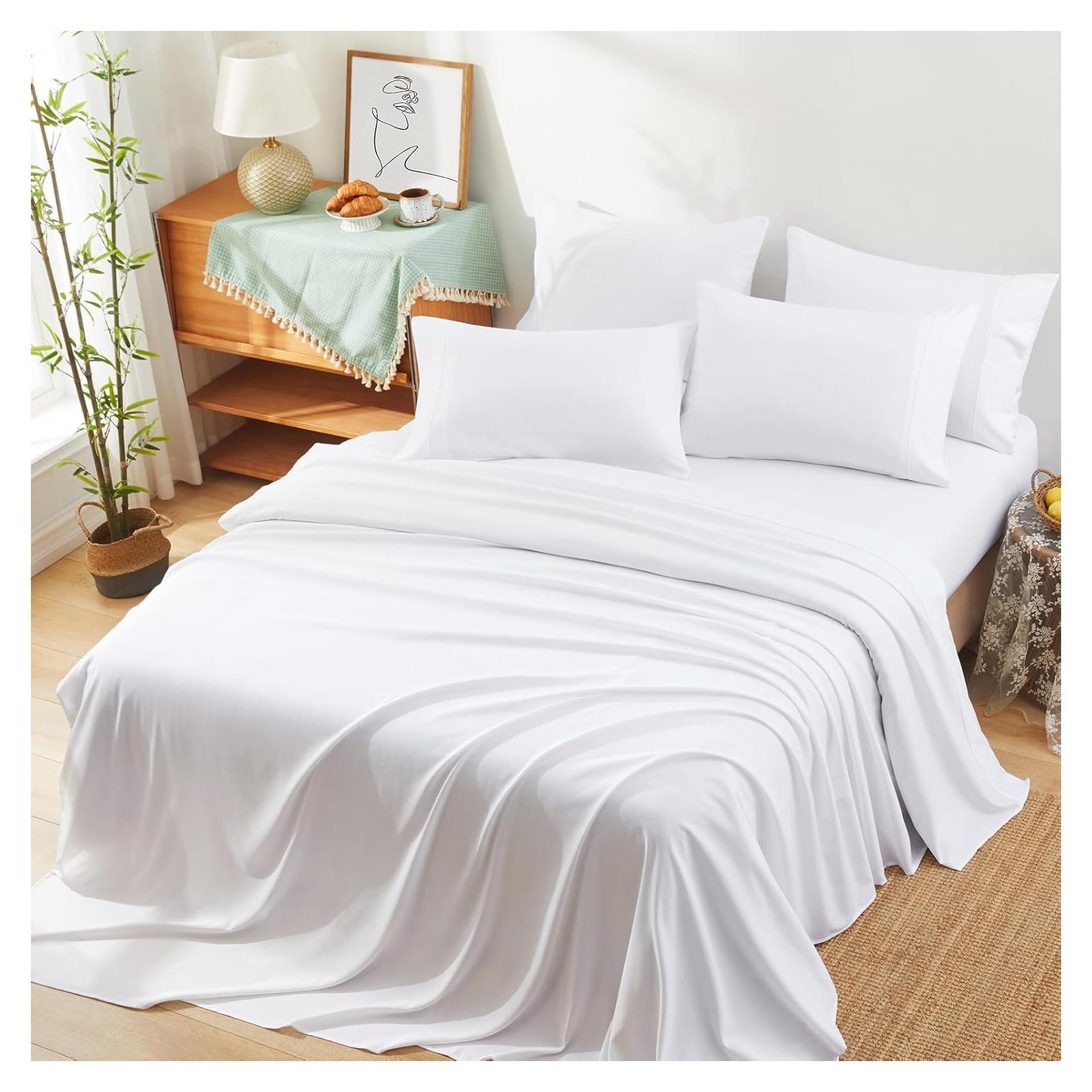 Juego de Sábanas Queen Manyshofu 70% Rayón Bambú 6 Piezas