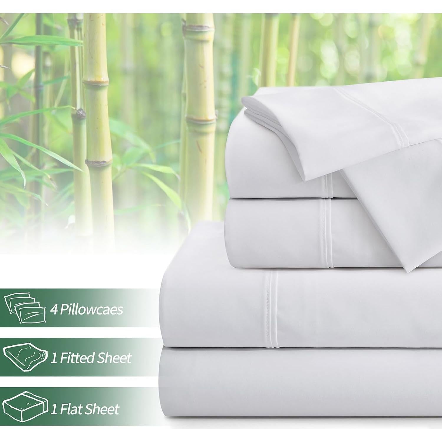 Juego de Sábanas Queen Manyshofu 70% Rayón Bambú 6 Piezas
