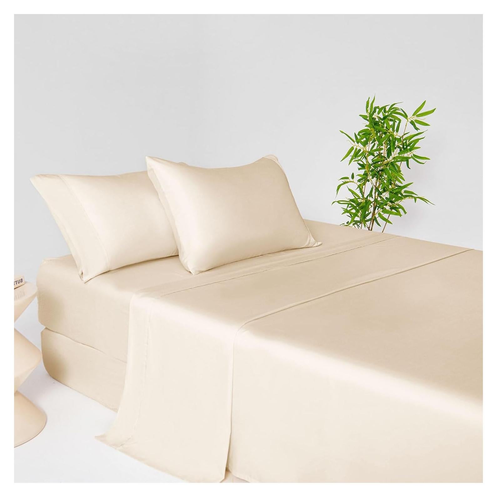 Juego de Sábanas Reina LONAVA 100% Viscosa de Bambú Beige 4 Piezas