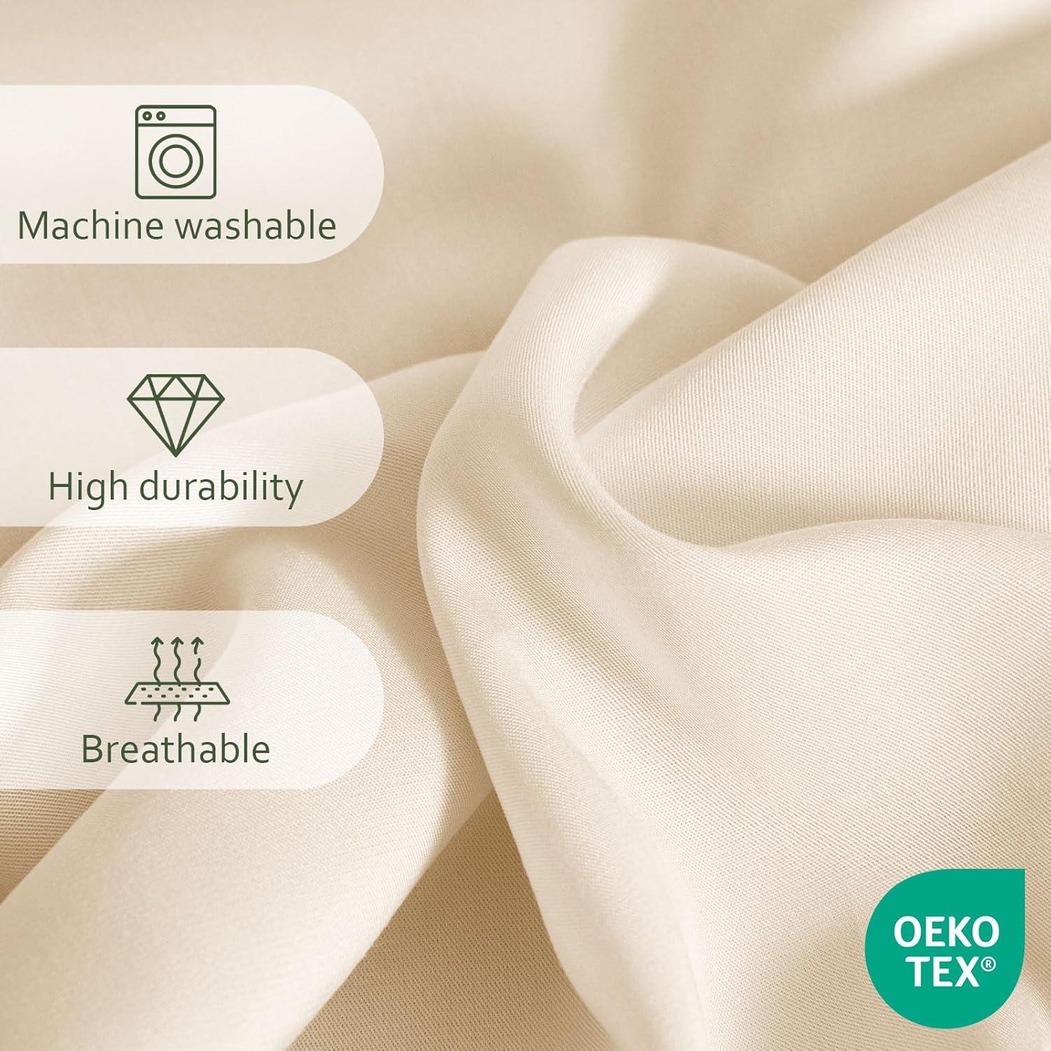 Juego de Sábanas Reina LONAVA 100% Viscosa de Bambú Beige 4 Piezas