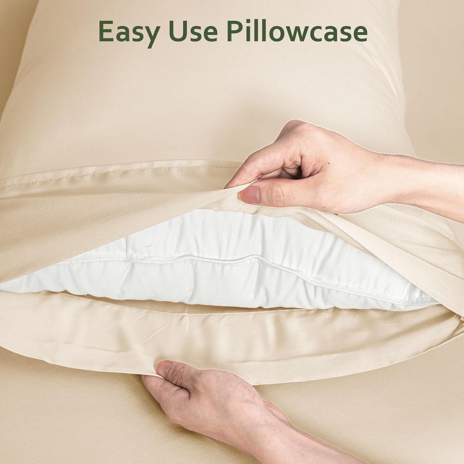 Juego de Sábanas Reina LONAVA 100% Viscosa de Bambú Beige 4 Piezas