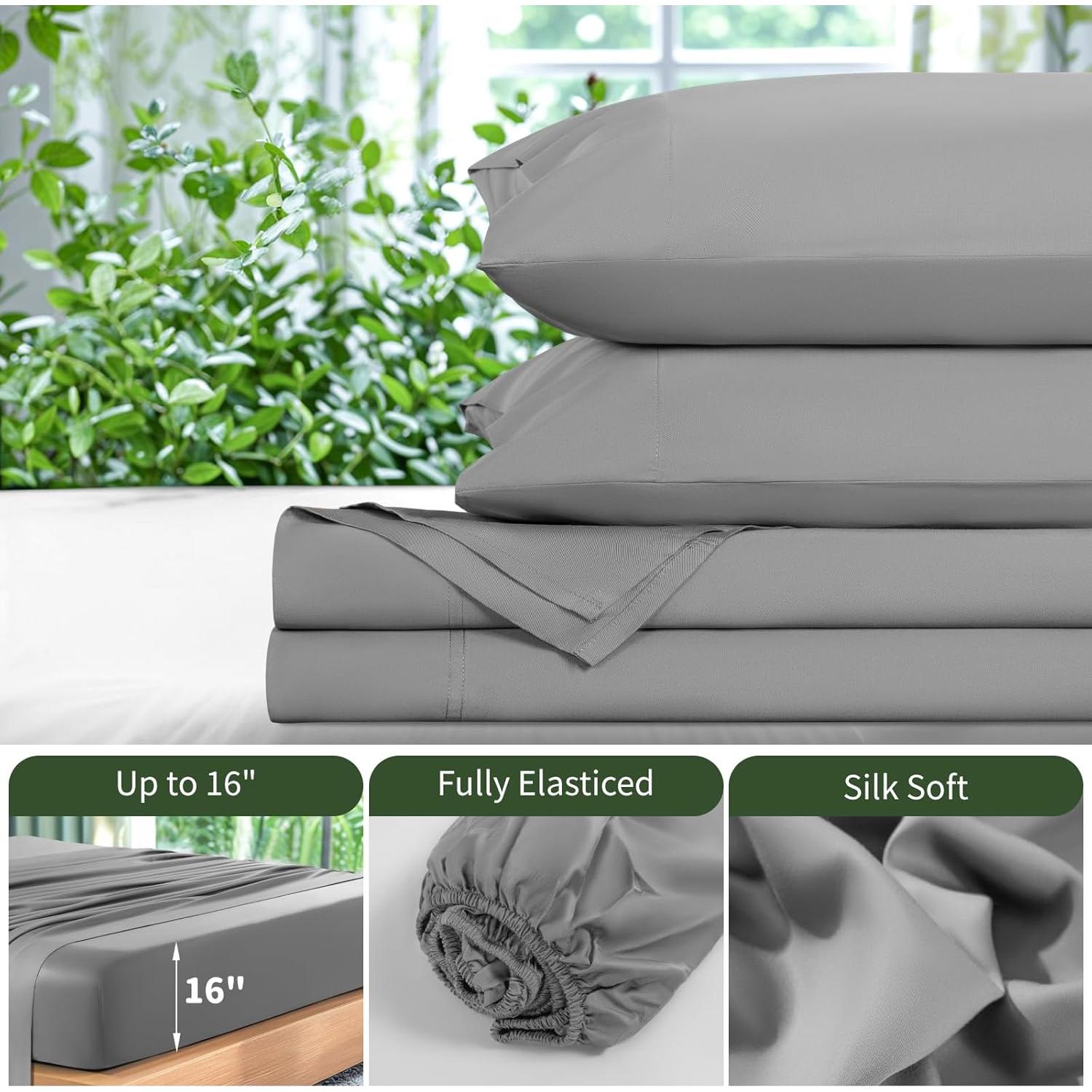 Juego de Sábanas Queen LBRO2M 100% Viscosa Bambú 4 Piezas