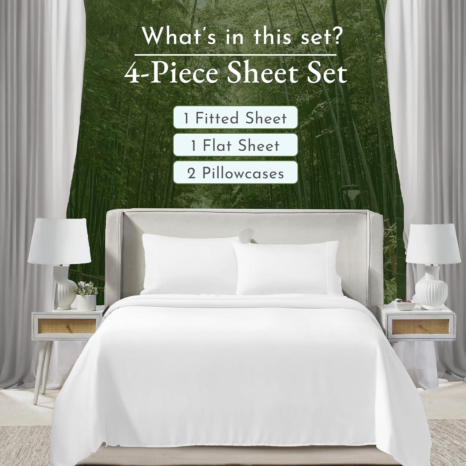 Conjunto de Sábanas Queen California Design Den Rayón Bambú - Blanco