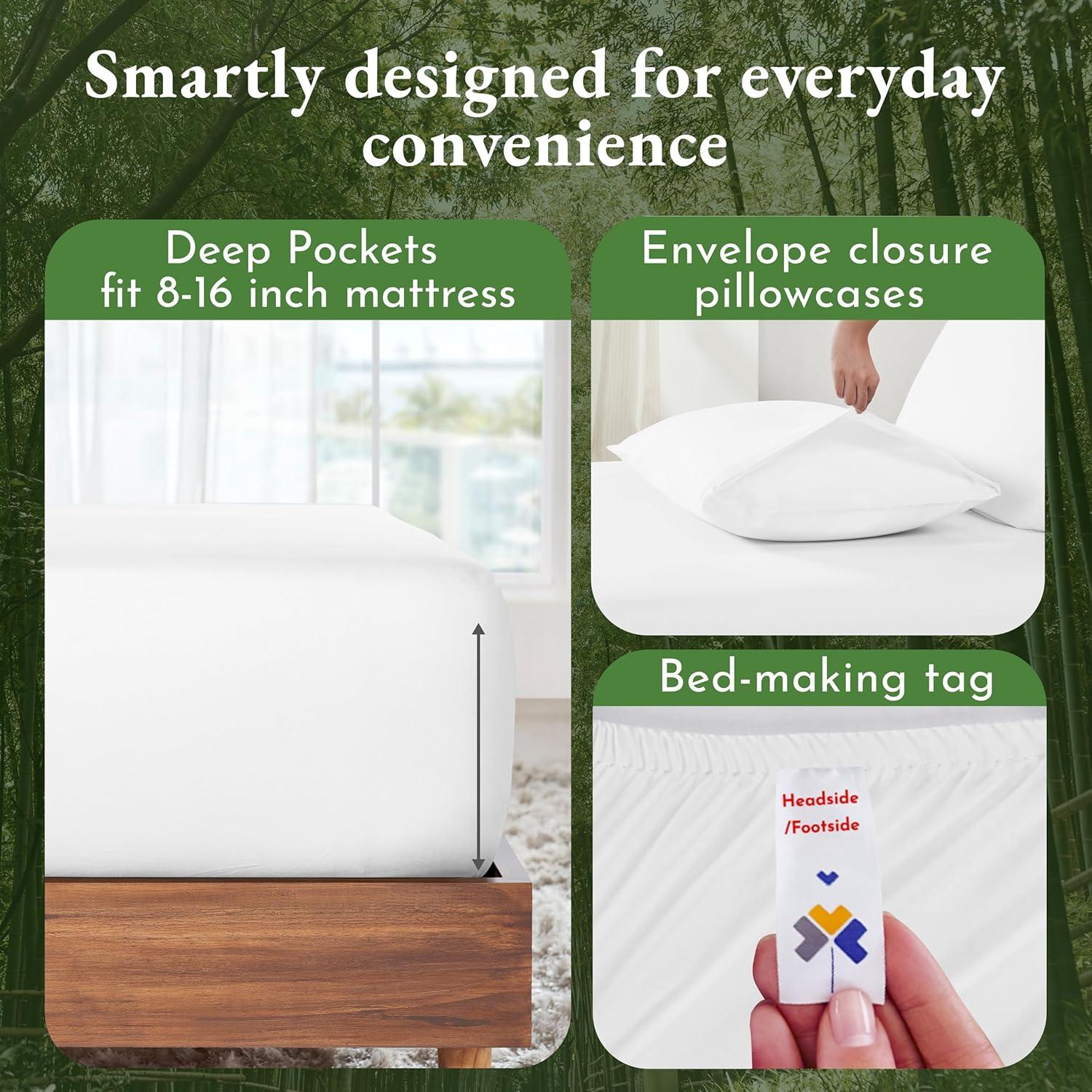 Conjunto de Sábanas Queen California Design Den Rayón Bambú - Blanco