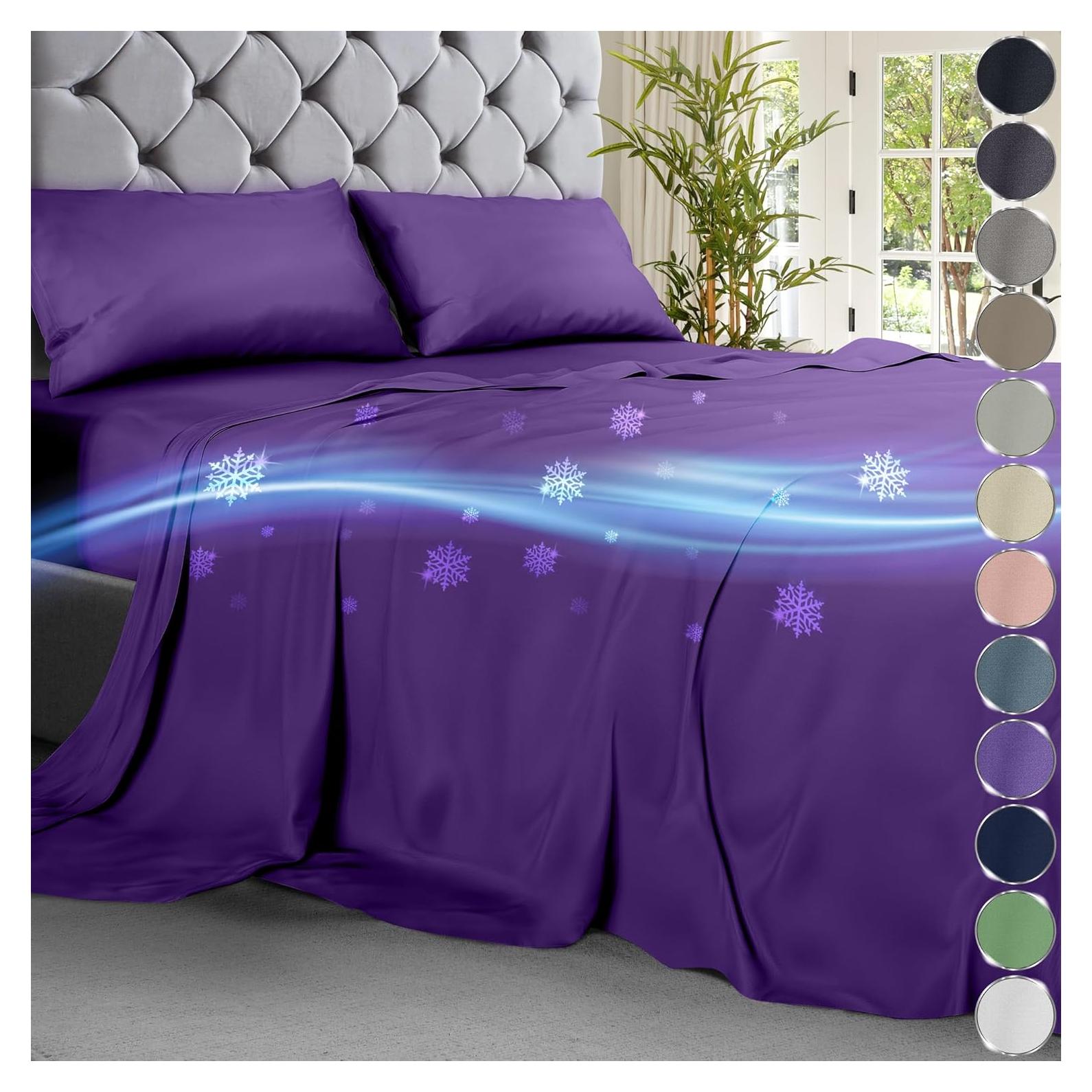 Juego de Sábanas Refrigerantes DECOLURE Queen 4 Piezas - Microfibra de Viscosa de Bambú