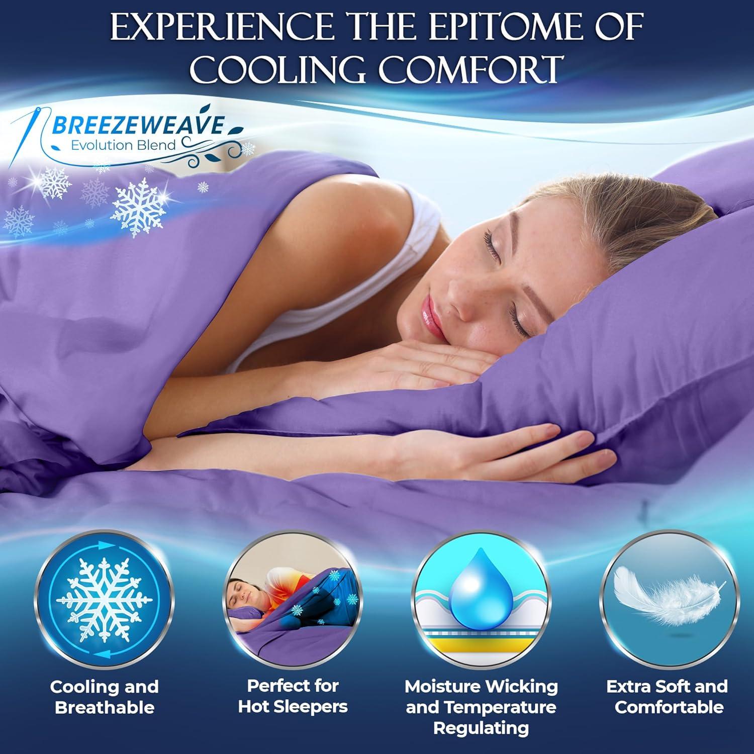 Juego de Sábanas Refrigerantes DECOLURE Queen 4 Piezas - Microfibra de Viscosa de Bambú