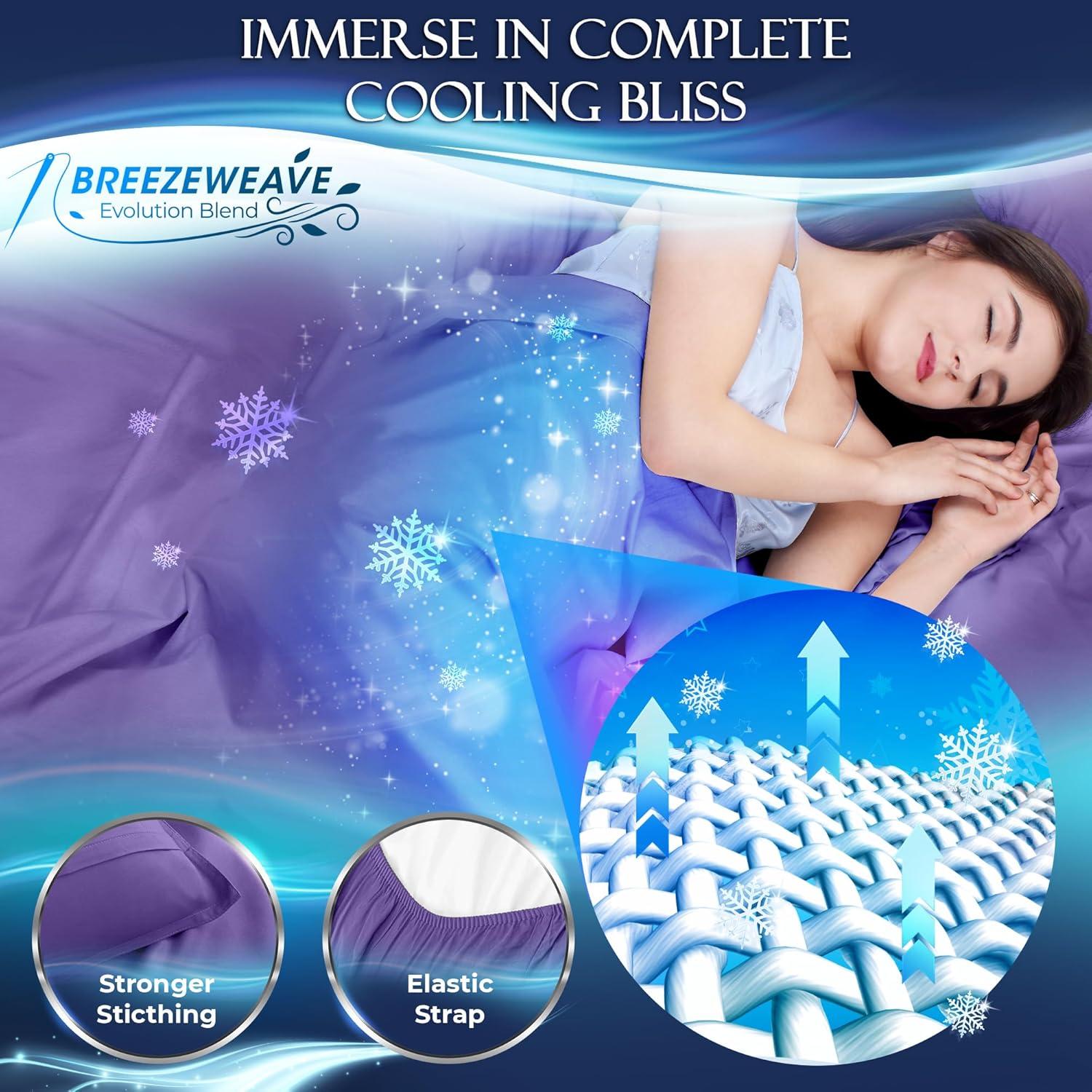 Juego de Sábanas Refrigerantes DECOLURE Queen 4 Piezas - Microfibra de Viscosa de Bambú