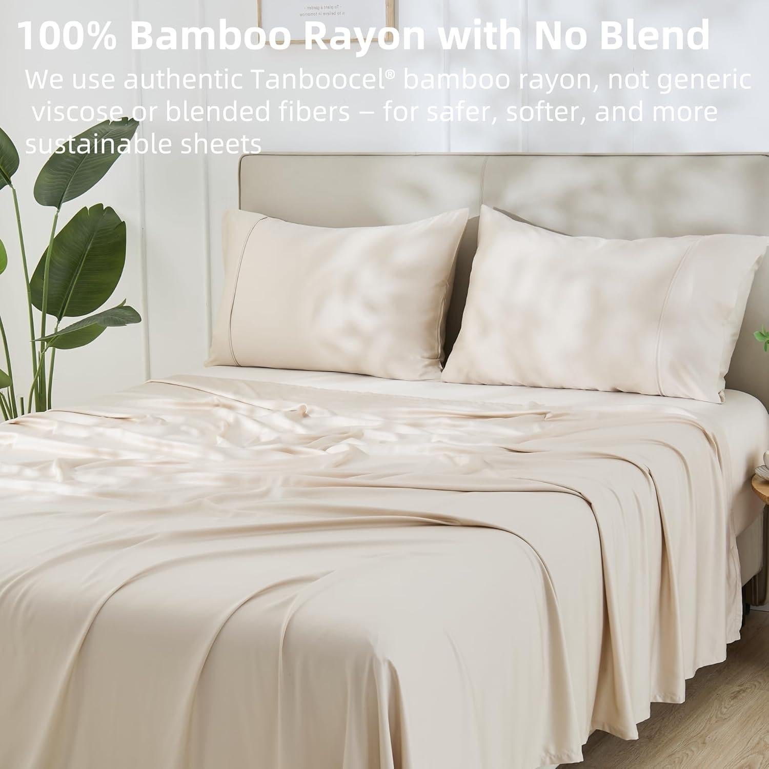 Juego de Sábanas Queen GOKOTTA 4 Piezas Rayón Bambú 300 Hilos