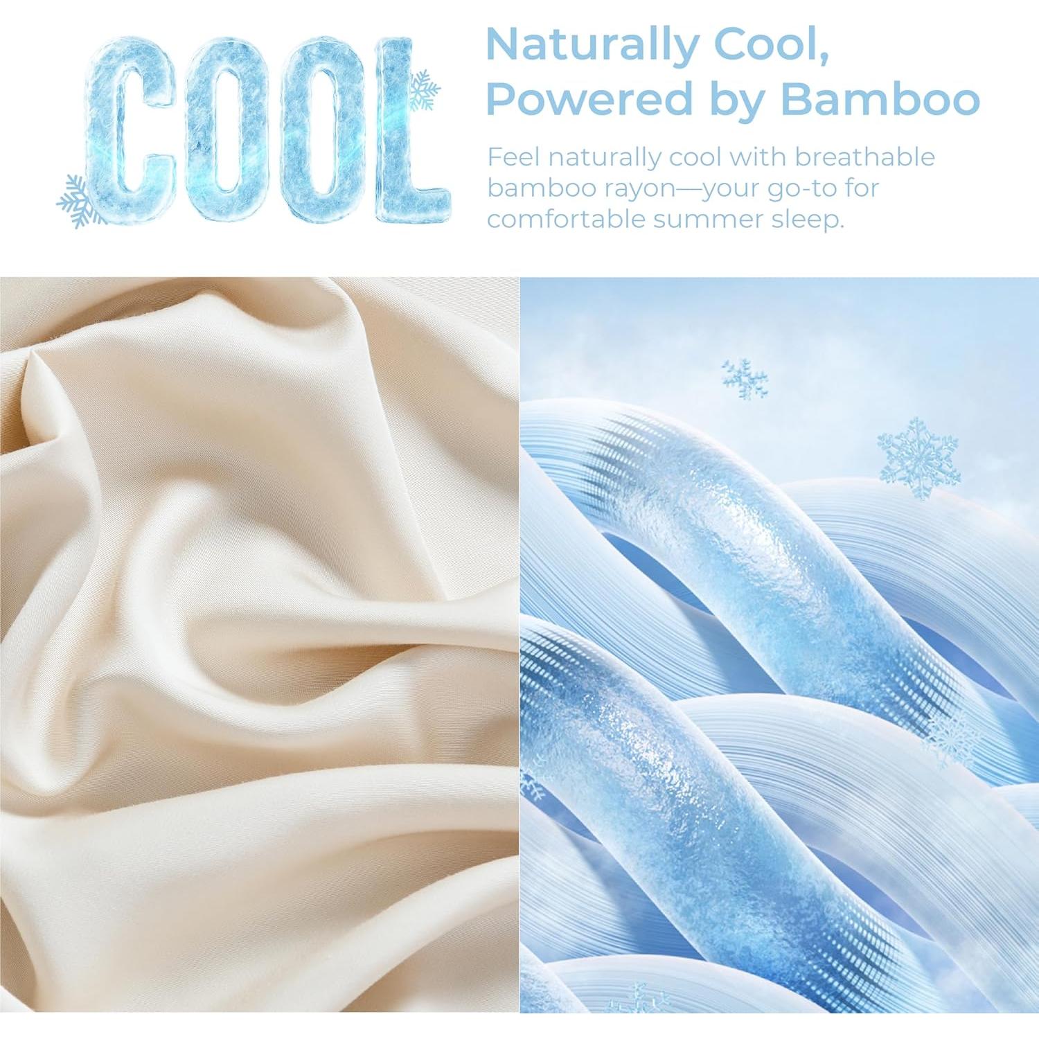 Juego de Sábanas Queen GOKOTTA 4 Piezas Rayón Bambú 300 Hilos