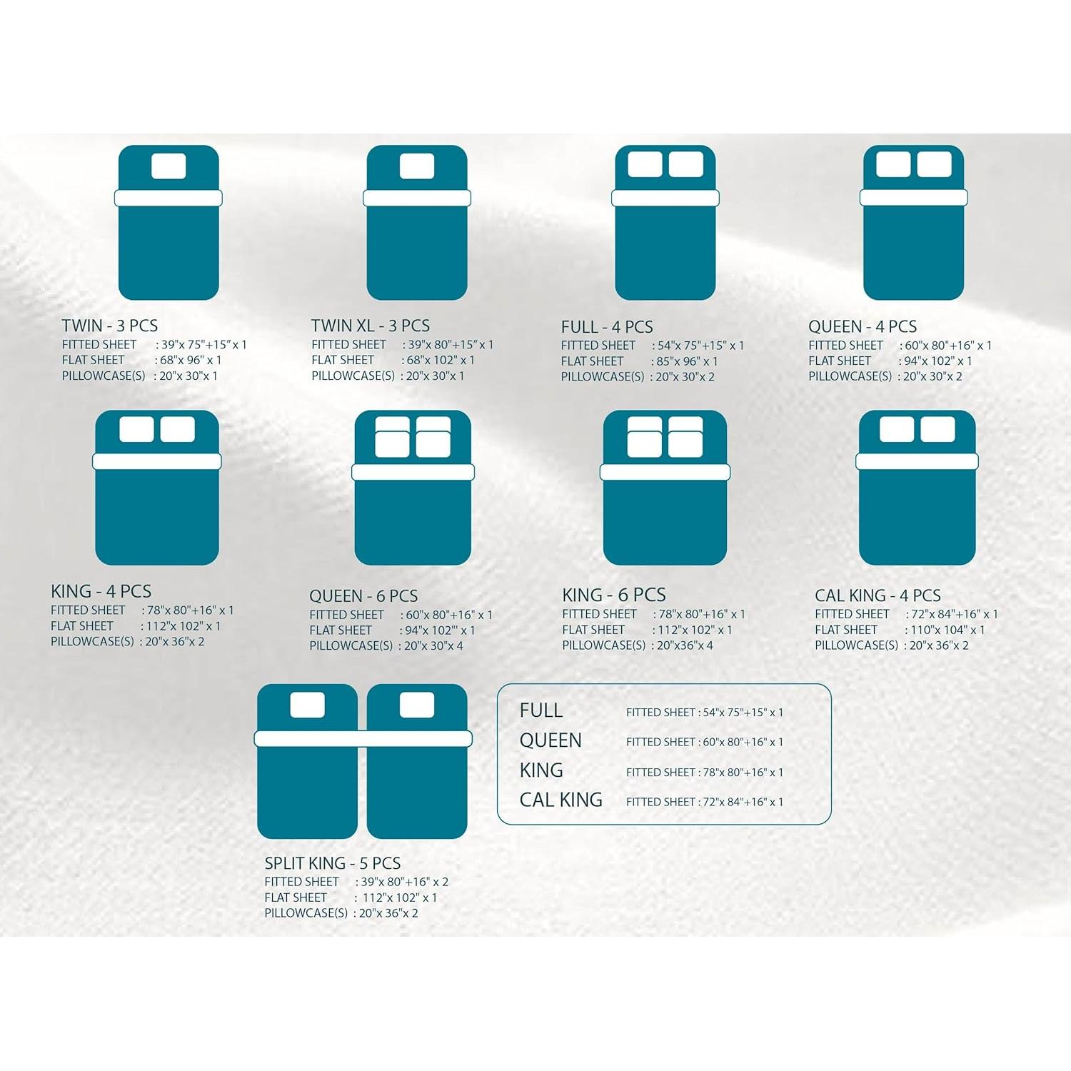 Juego de Sábanas Queen GOKOTTA 4 Piezas Rayón Bambú 300 Hilos