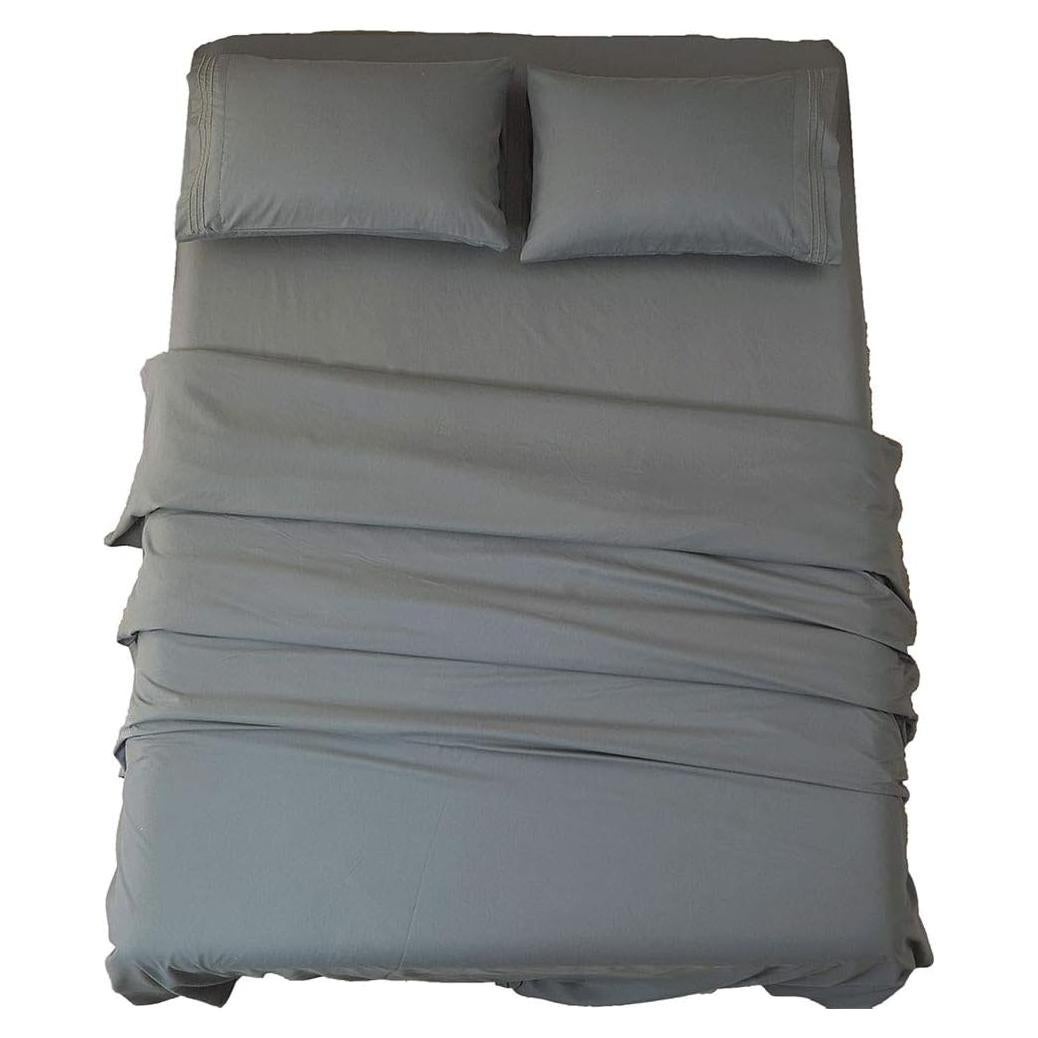 Juego de Sábanas Reina SONORO KATE Microfibra 1800 Hilos Gris