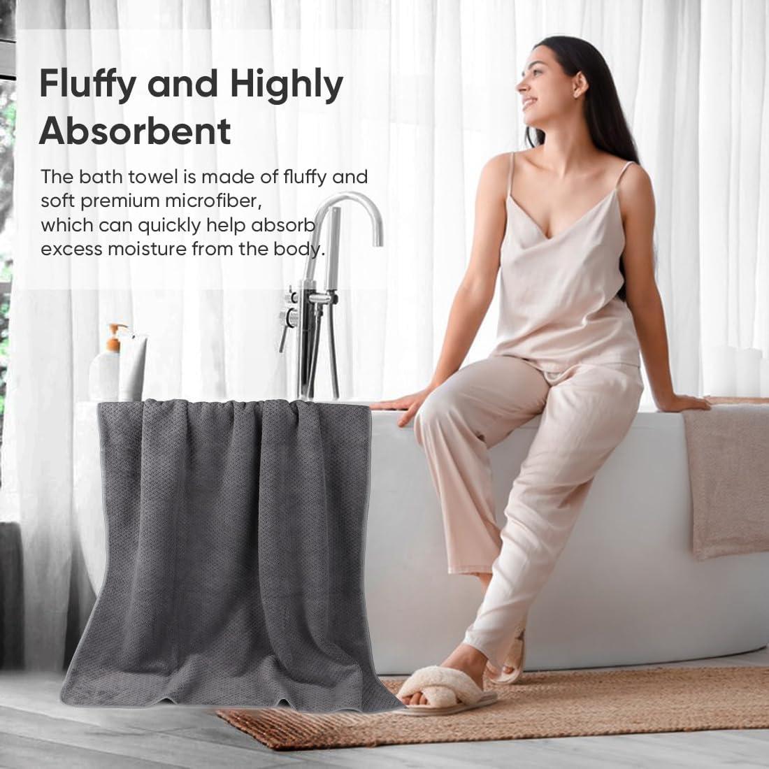 Juego de 4 Toallas de Baño HOMEXCEL Microfibra 76x152 cm Gris