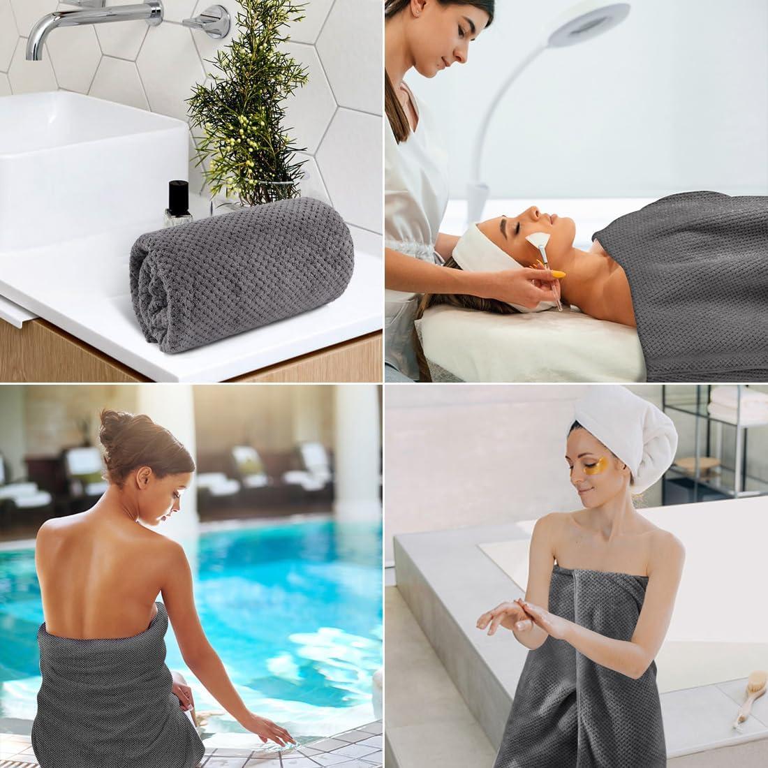 Juego de 4 Toallas de Baño HOMEXCEL Microfibra 76x152 cm Gris