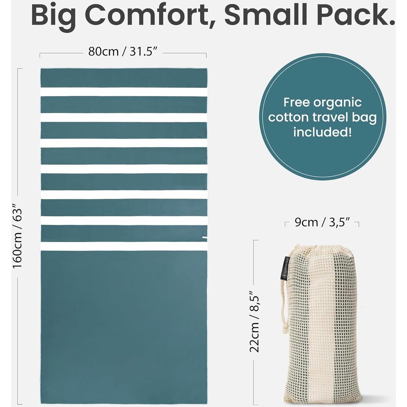 Toalla de Playa Microfibra SummerSand 160x80cm Verde Océano