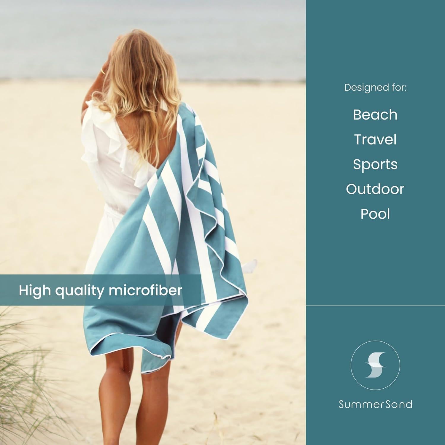 Toalla de Playa Microfibra SummerSand 160x80cm Verde Océano