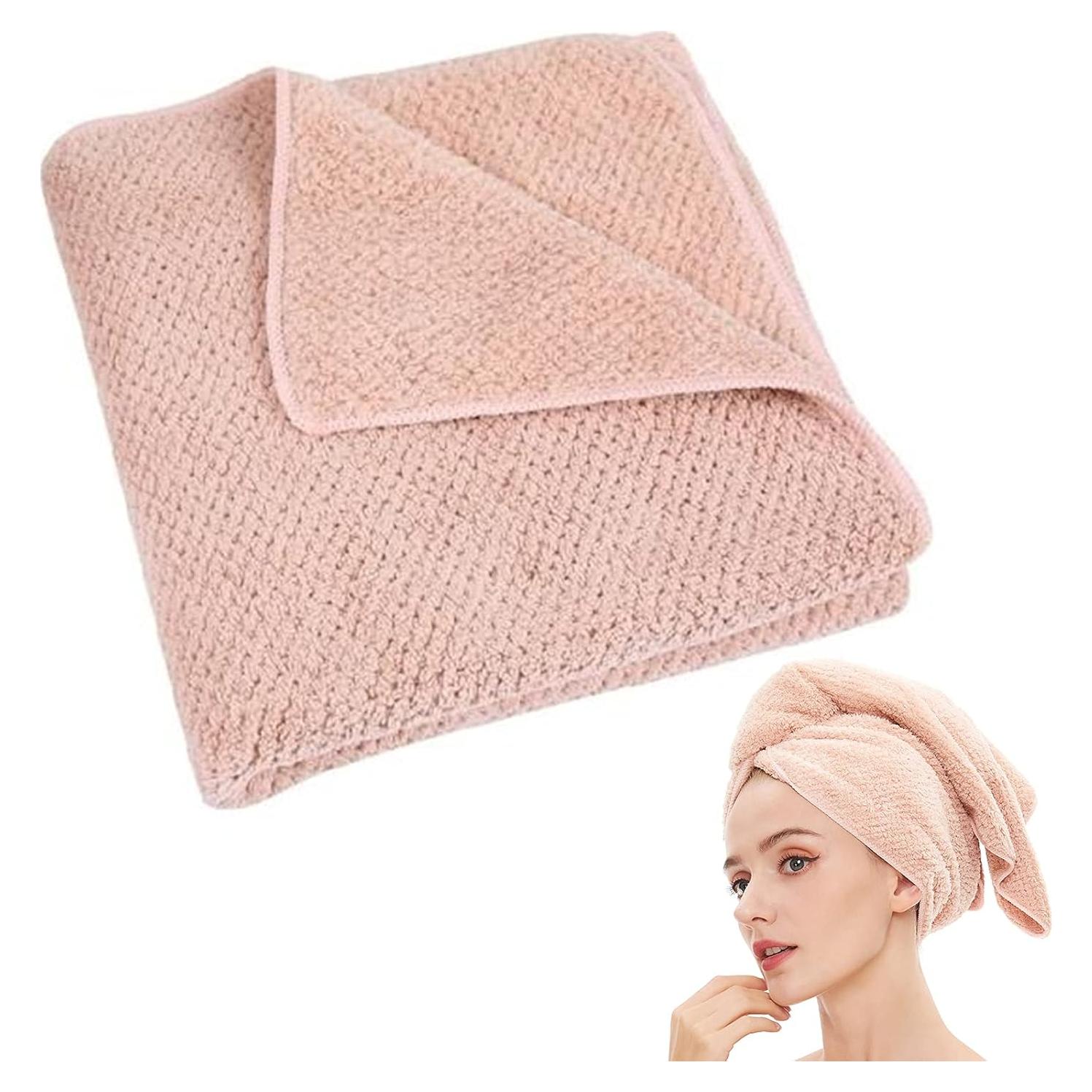 Toalla de Microfibra para Cabello Raíz de Loto Rosa 50x100cm