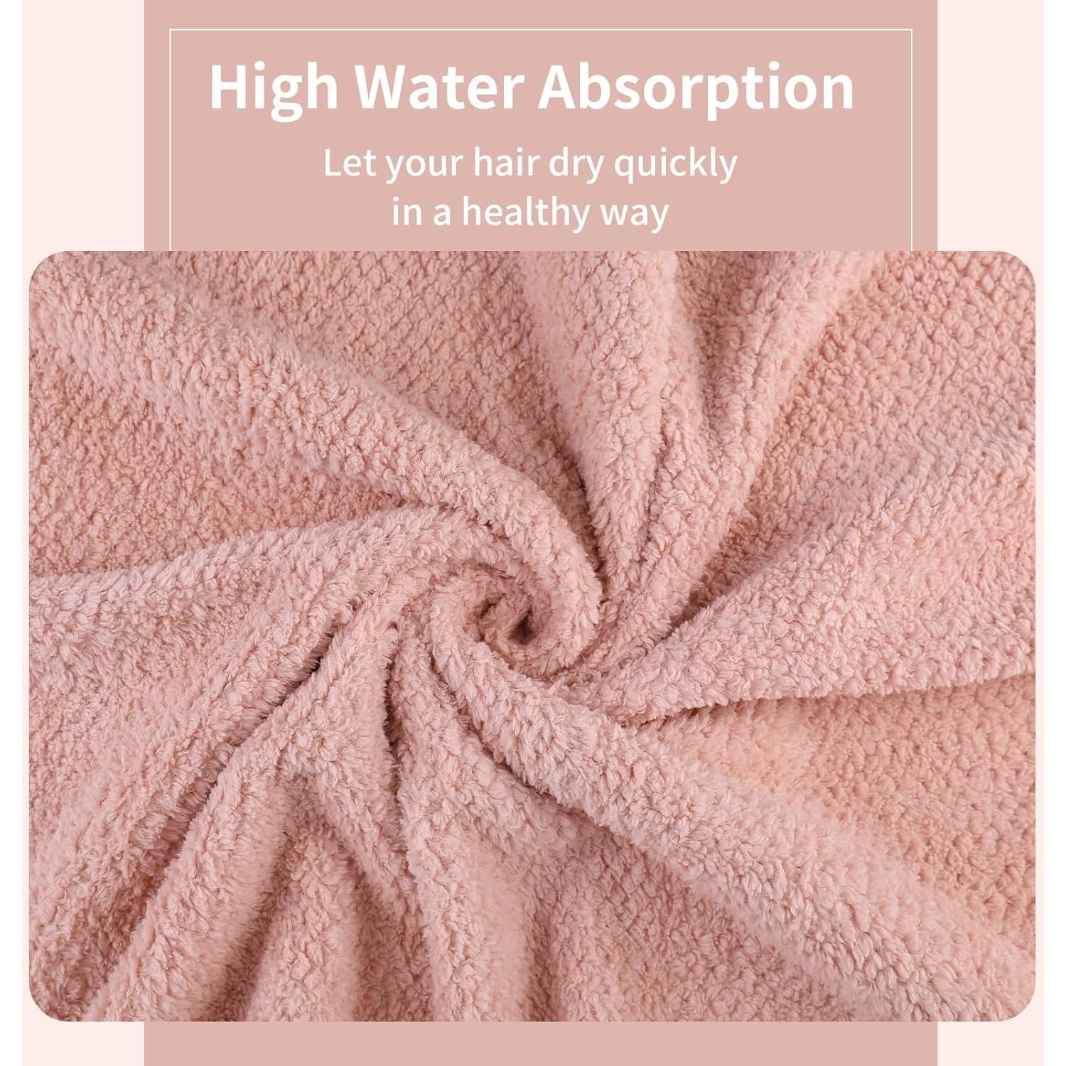 Toalla de Microfibra para Cabello Raíz de Loto Rosa 50x100cm