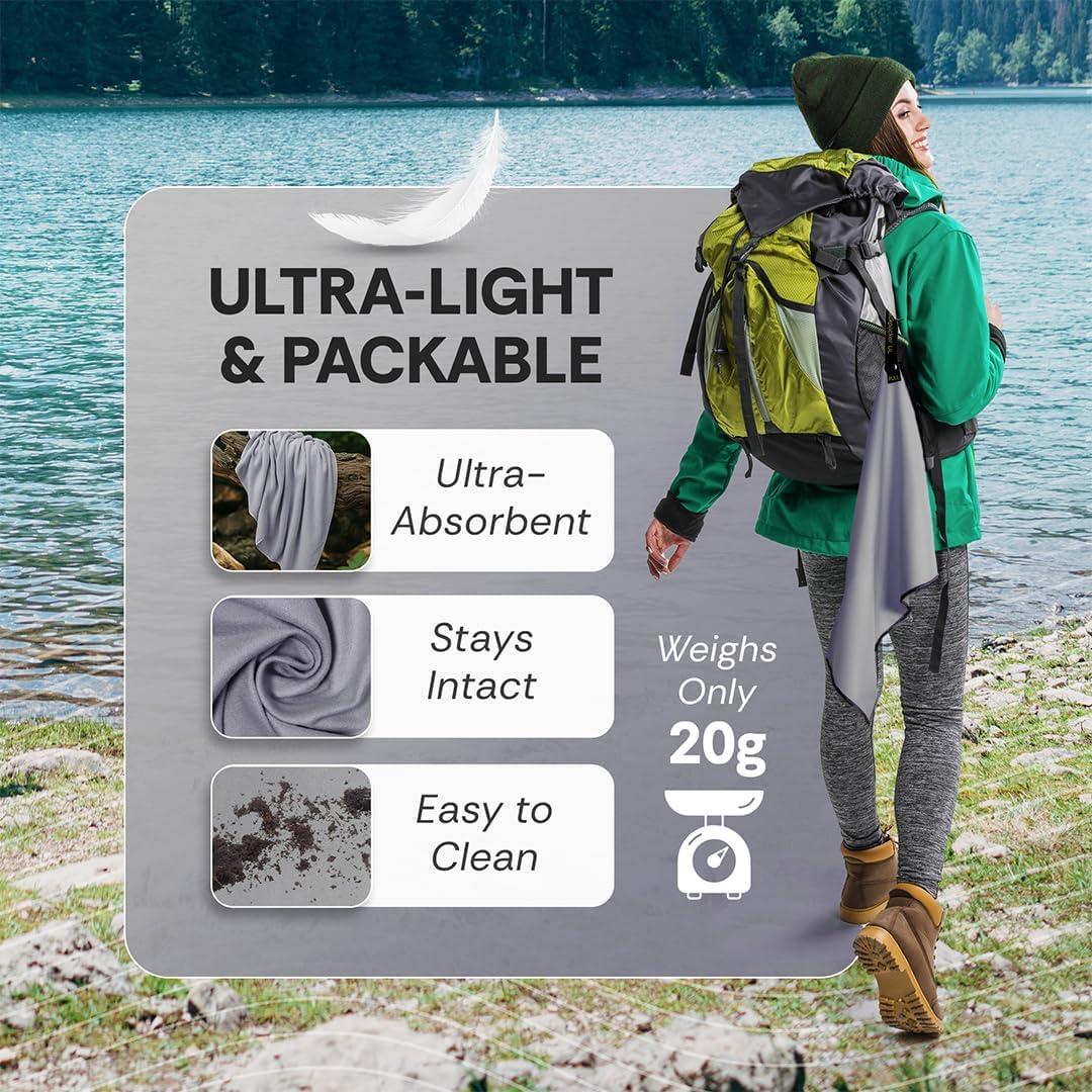 Toalla de Microfibra Elite Trail Magic BPUL Gris Pequeña 32x25cm