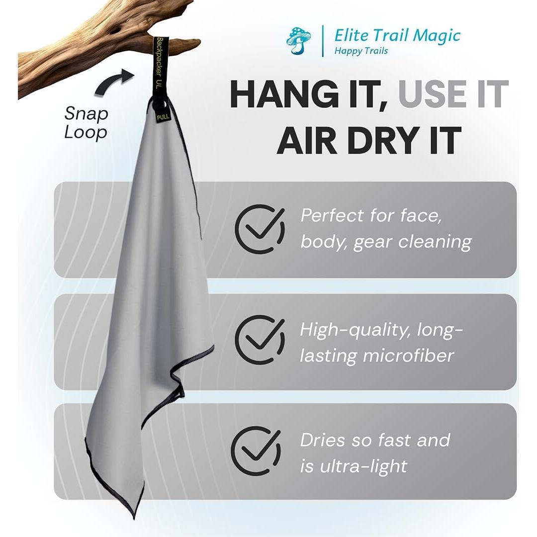 Toalla de Microfibra Elite Trail Magic BPUL Gris Pequeña 32x25cm