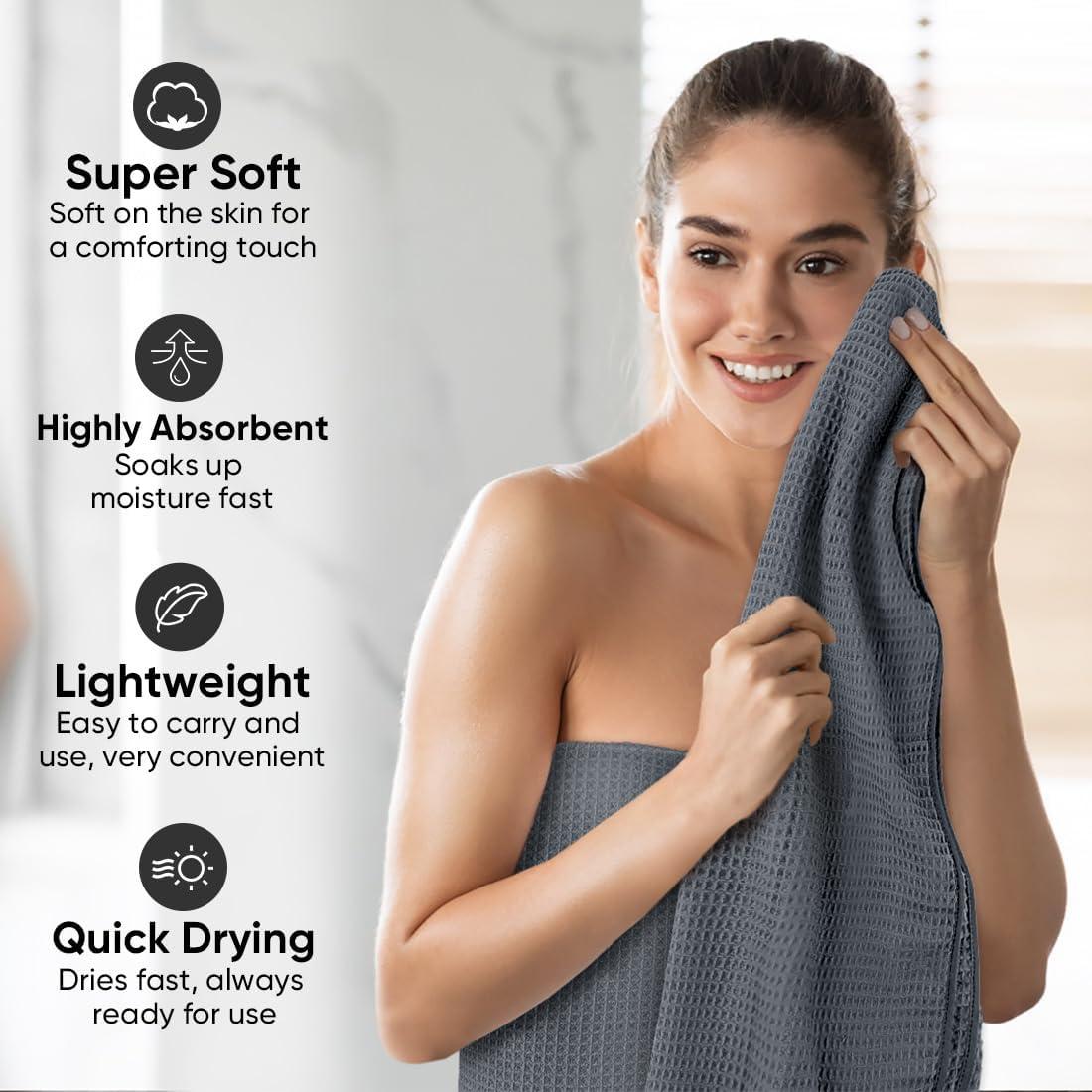 Juego de Toallas de Baño HOMEXCEL 4 Piezas Microfibra Gris 68x137 cm