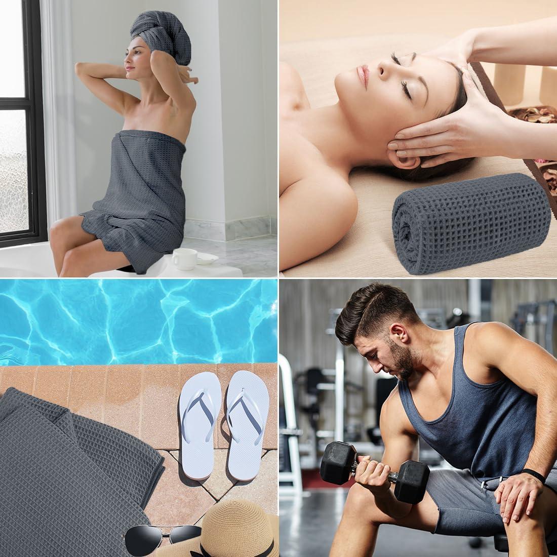 Juego de Toallas de Baño HOMEXCEL 4 Piezas Microfibra Gris 68x137 cm