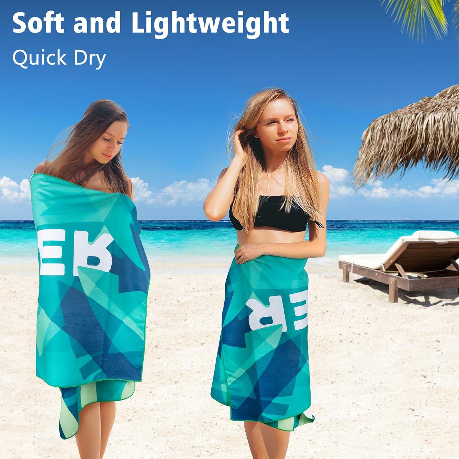 Toalla de Playa Microfibra CCILAND 180x81cm Verde Secado Rápido