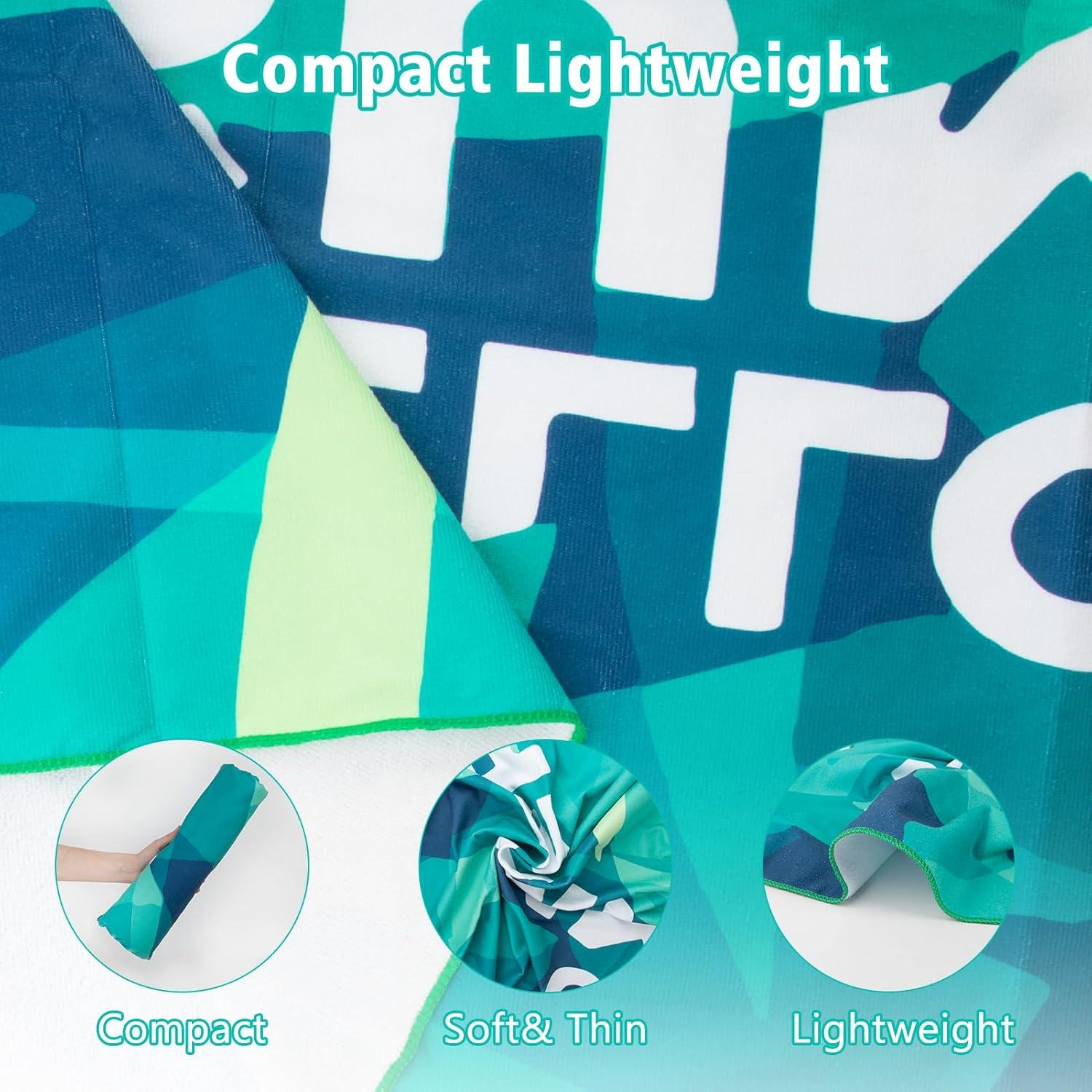 Toalla de Playa Microfibra CCILAND 180x81cm Verde Secado Rápido