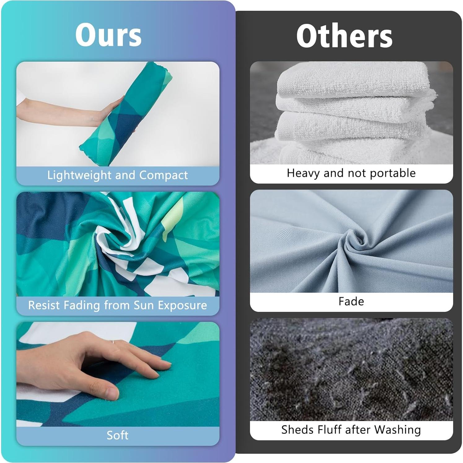 Toalla de Playa Microfibra CCILAND 180x81cm Verde Secado Rápido