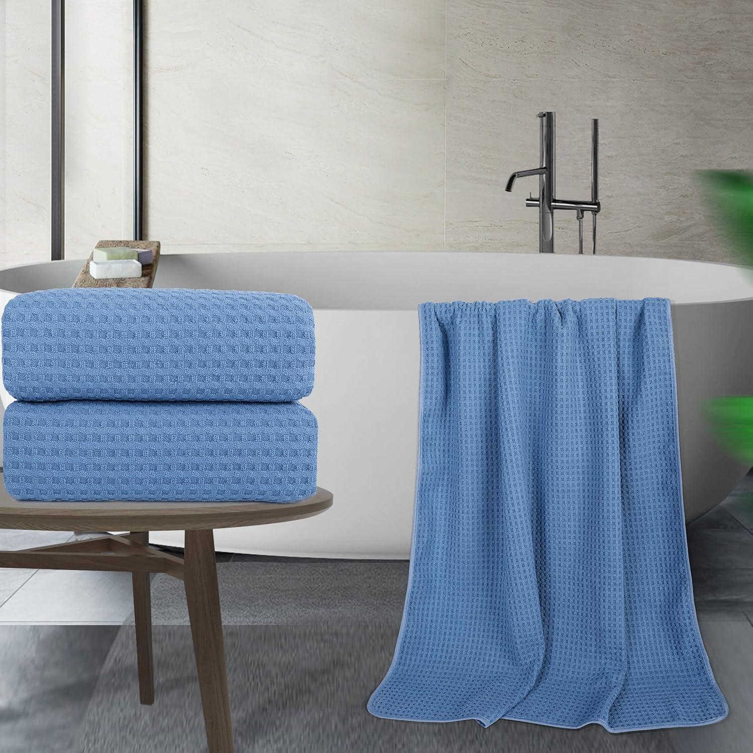 Toallas de Baño de Microfibra POLYTE 76x152 cm Juego de 2 Azul