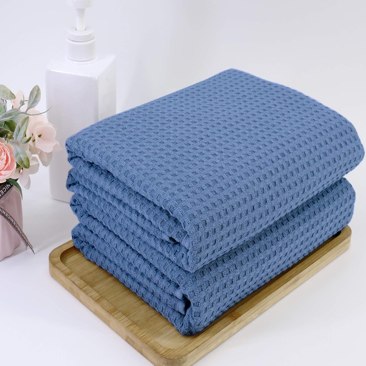 Toallas de Baño de Microfibra POLYTE 76x152 cm Juego de 2 Azul