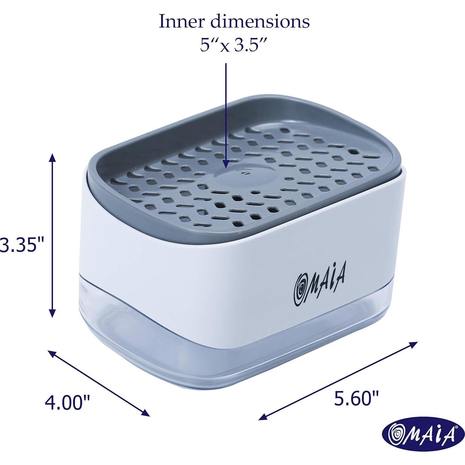 Dispensador de Jabón 2-en-1 OMAIA con Soporte para Esponja - Blanco