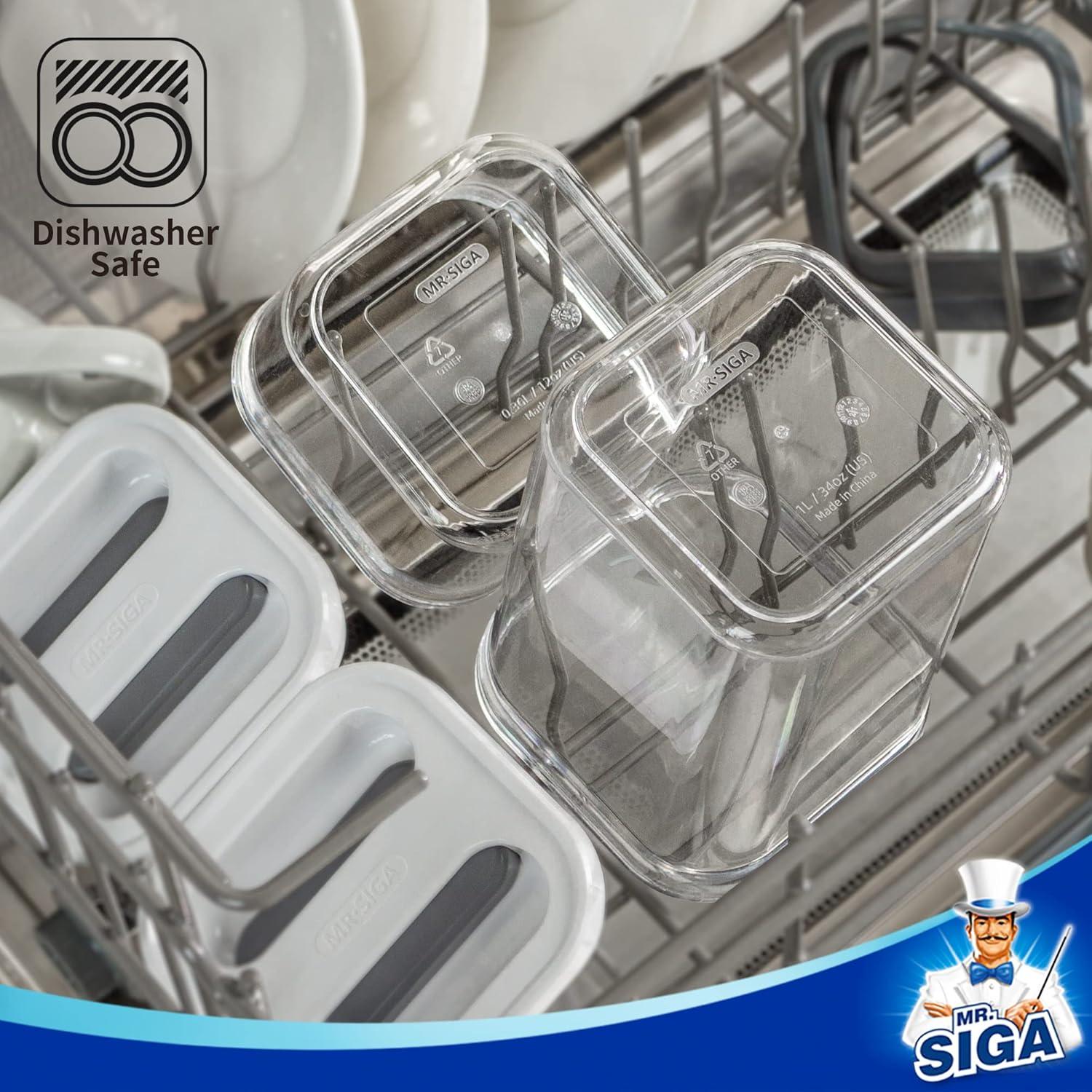 MR.SIGA Set de 4 Contenedores Herméticos 1L Blanco BPA Free