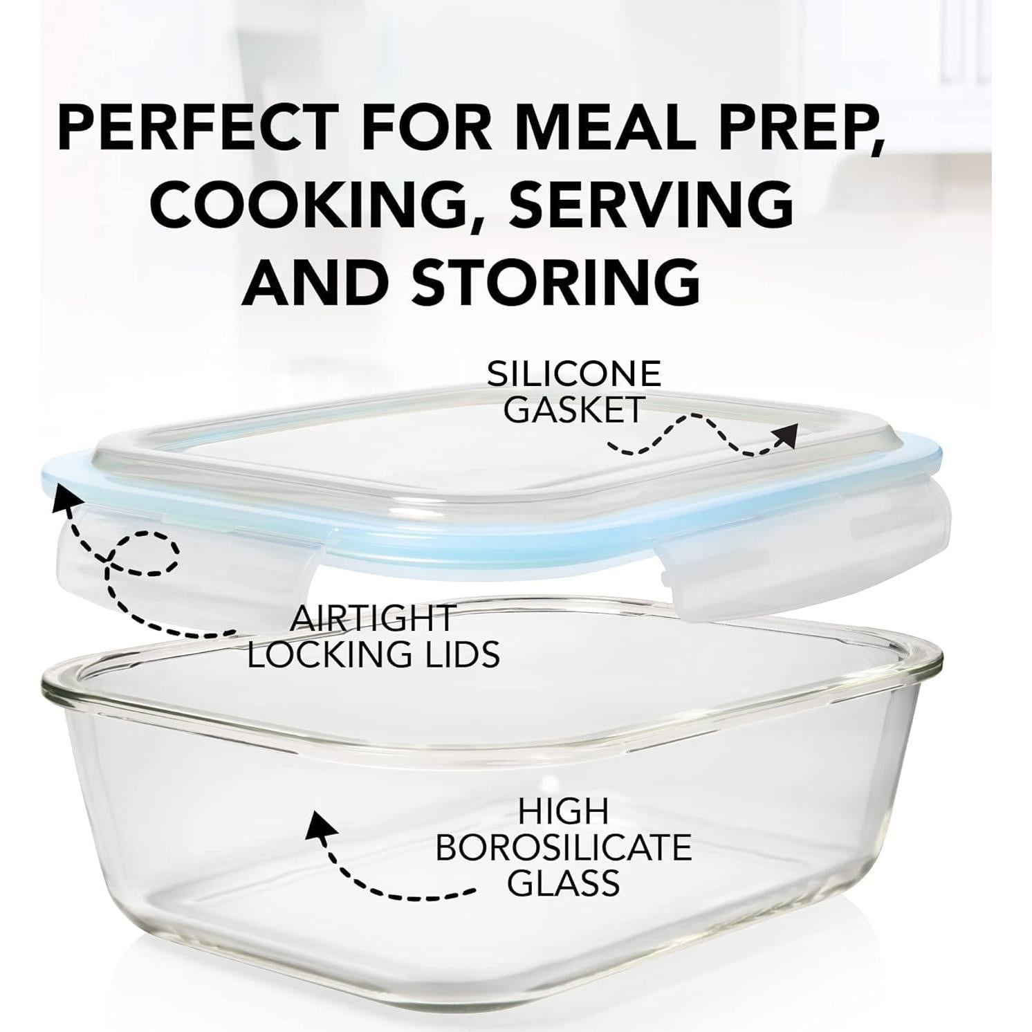 Juego de 16 Recipientes de Vidrio Herméticos Razab 30 Oz