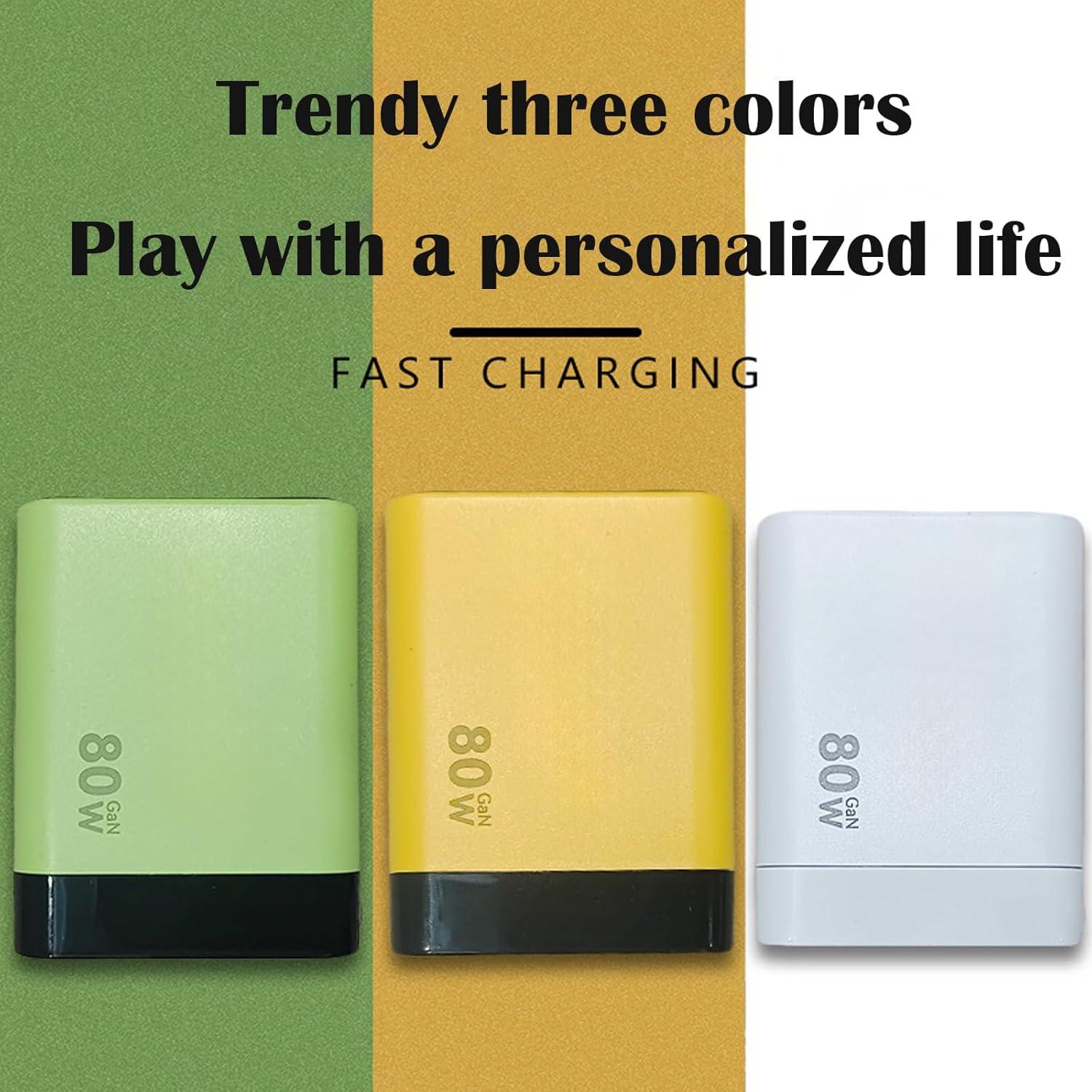 Cargador 3 en 1 ALBCREHK 80W Rápido con Cable Tipo C y USB