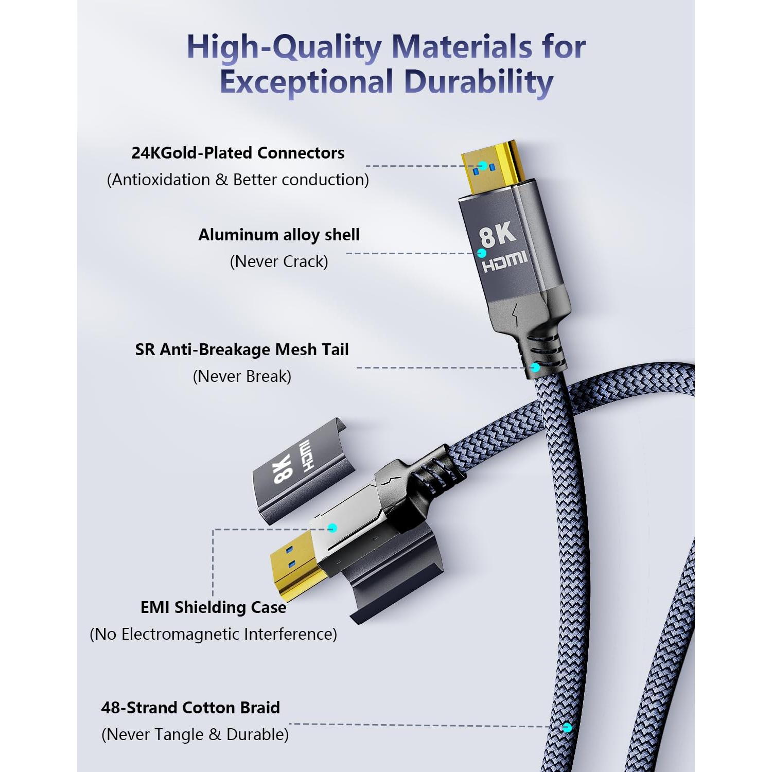 Cable HDMI 2.1 DavVision 1.01m Ultra Alta Velocidad 8K 60Hz